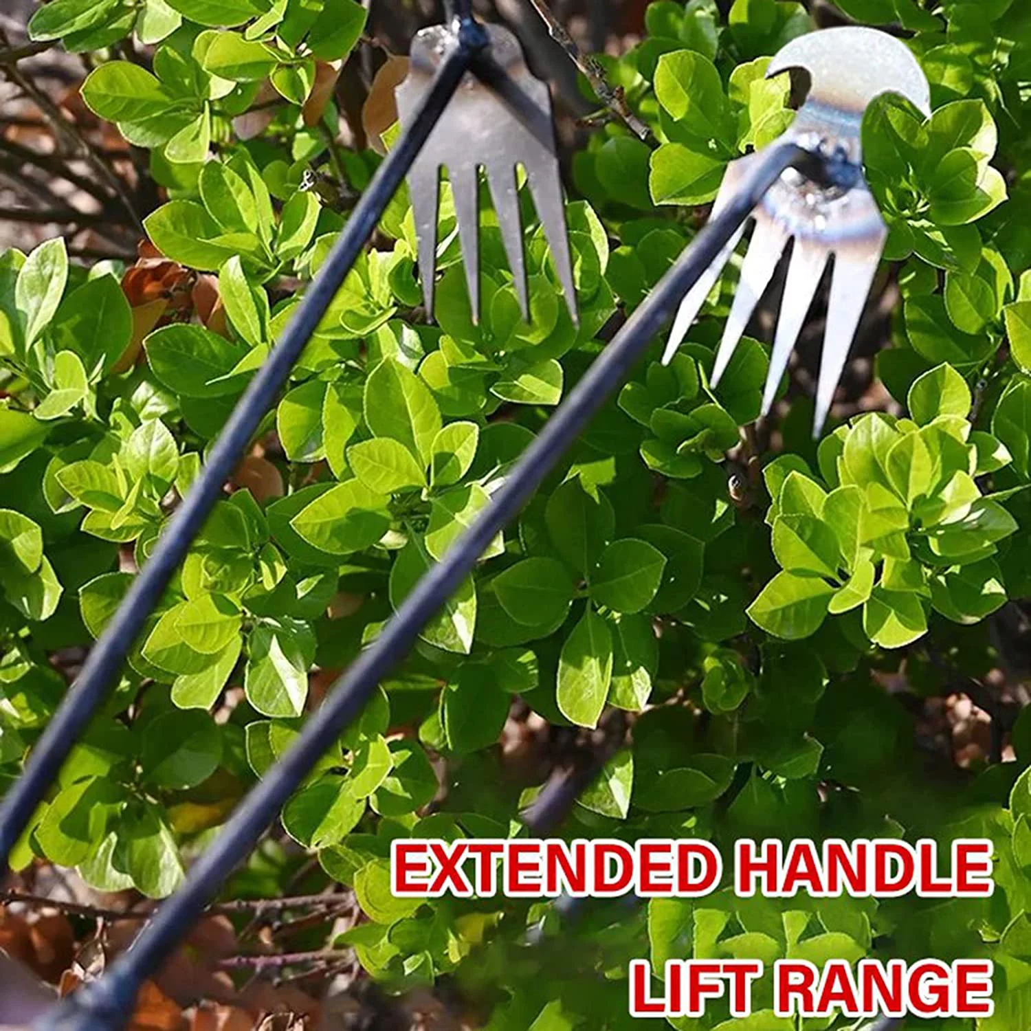 MAVLLY Weeding Artifact Uprooting Weeding Tool, Garden Weeding Tools, Manganese Steel Forged Weed Puller 4 Teeth Dual Purpose Weeder, High Strength Hand Remover Tool for Garden (12 Inch Wooden Handle)