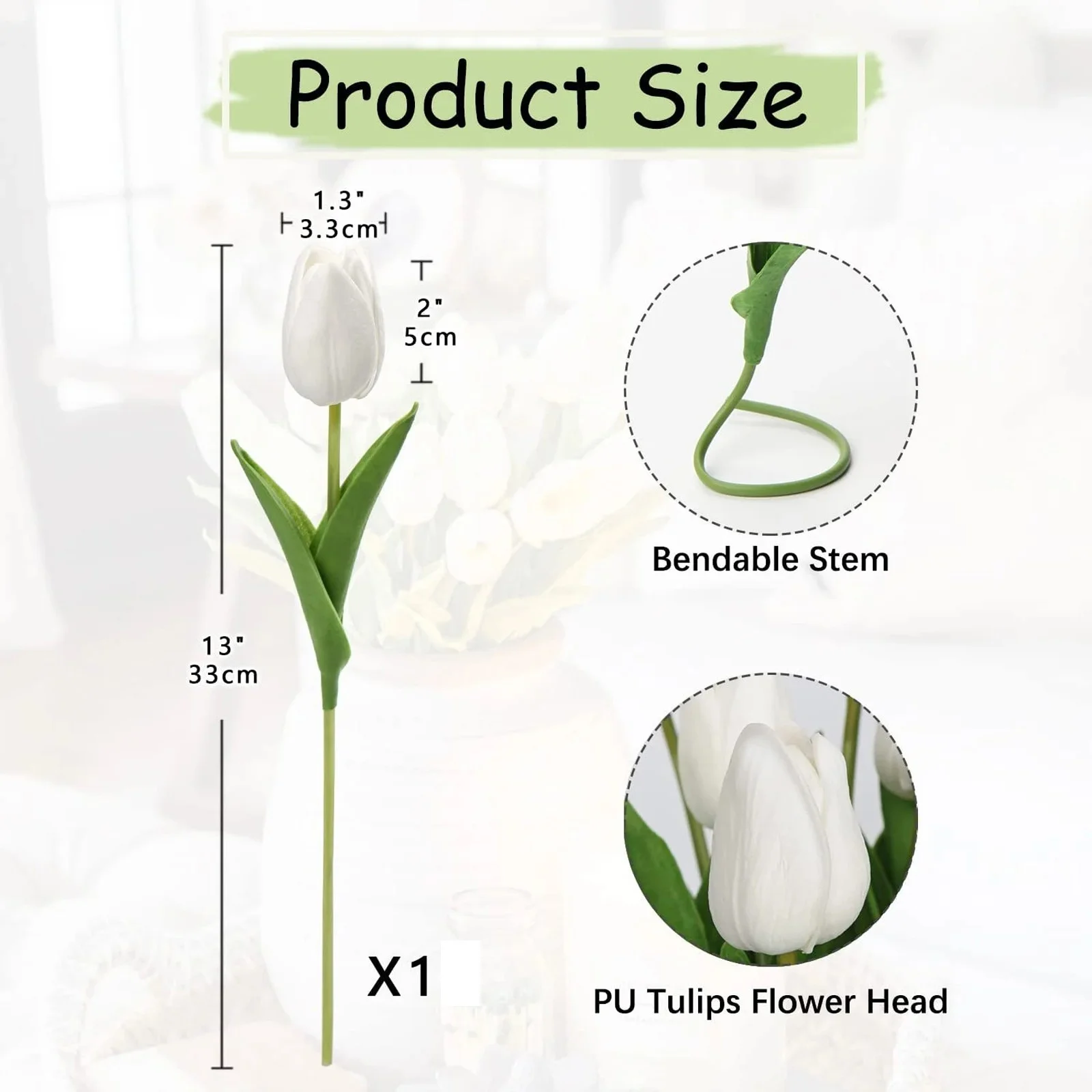 10pcs Tulips Flowers Fade Resistant Outdoor Indoor Fake Artificial Tulip Bouquet