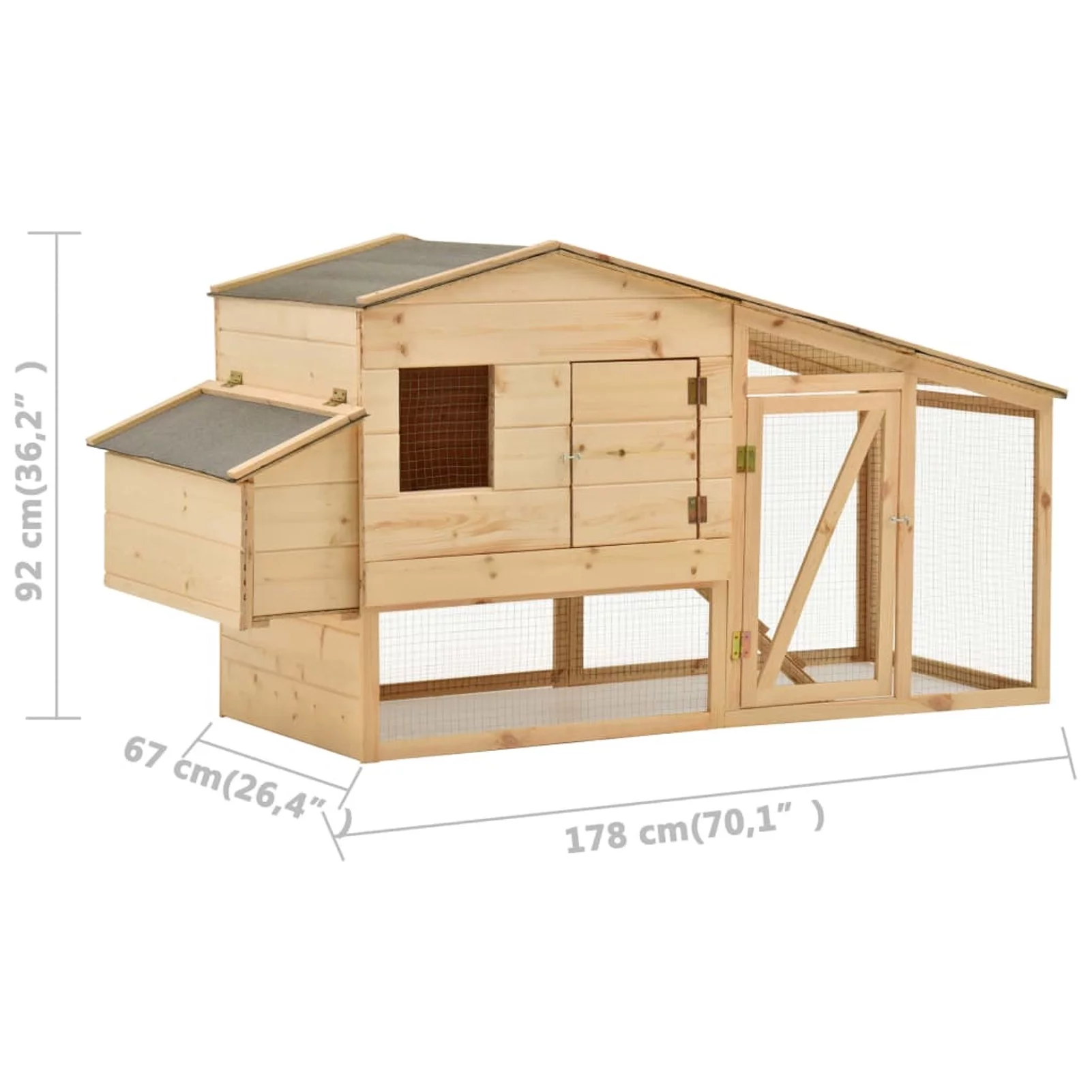 Carevas Chicken Cage Solid Pine Wood 70.1