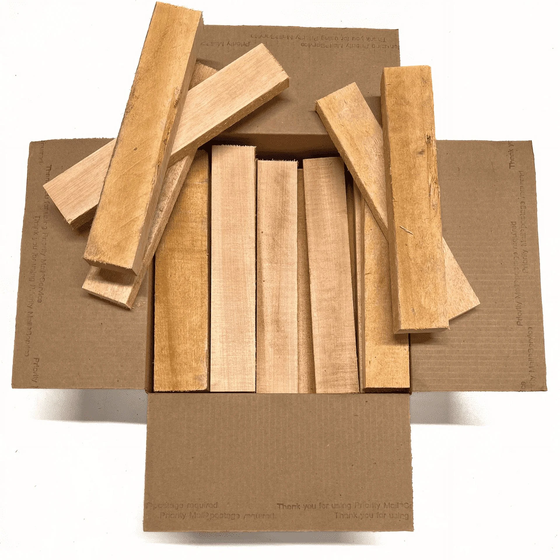 Box of Basswood Assorted Scarp Wood Cut Offs, DIY Craft Carving Scroll Short Lumber Cutoff Boards - 12