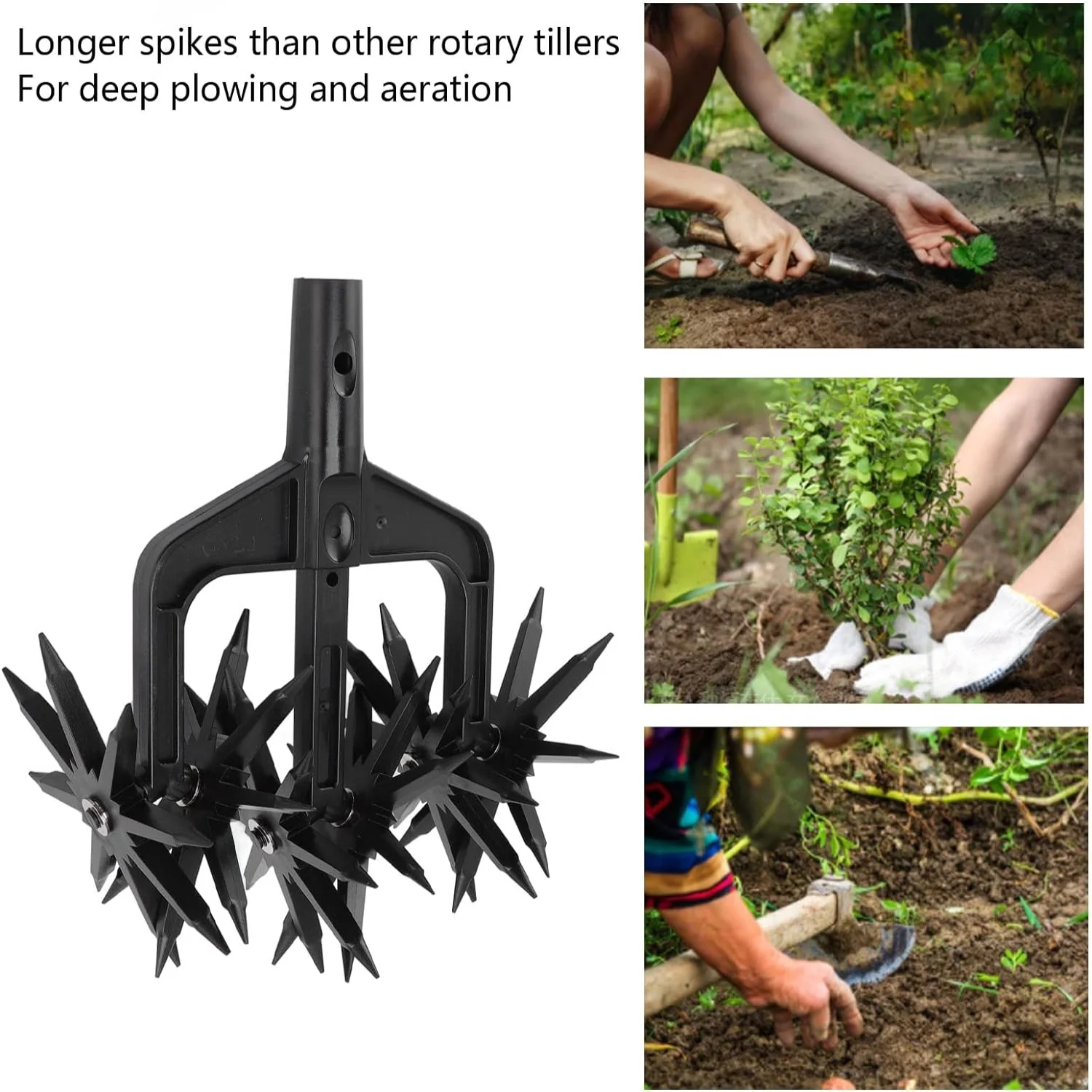Durable Garden Soil Scarifier Rotary Cultivator Tool for Wear Resistant 2-in-1 Ventilated Tilling and Loosening in the Garden