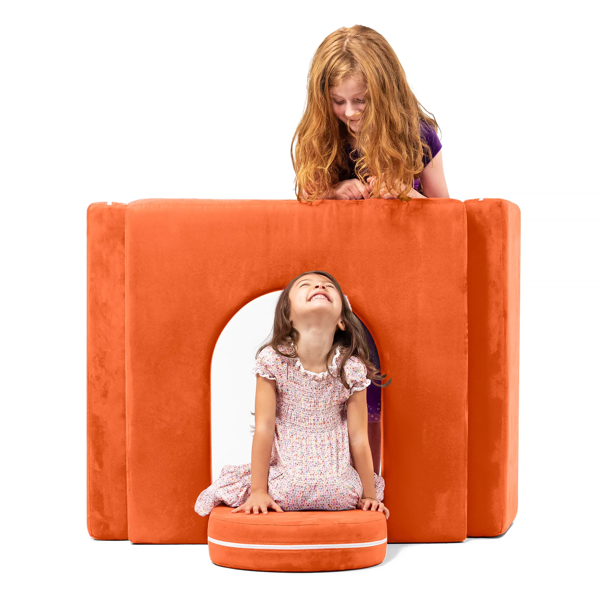 Jaxx Zipline Playscape Castle Gate - Playtime Furniture for Imaginative Kids, Mandarin