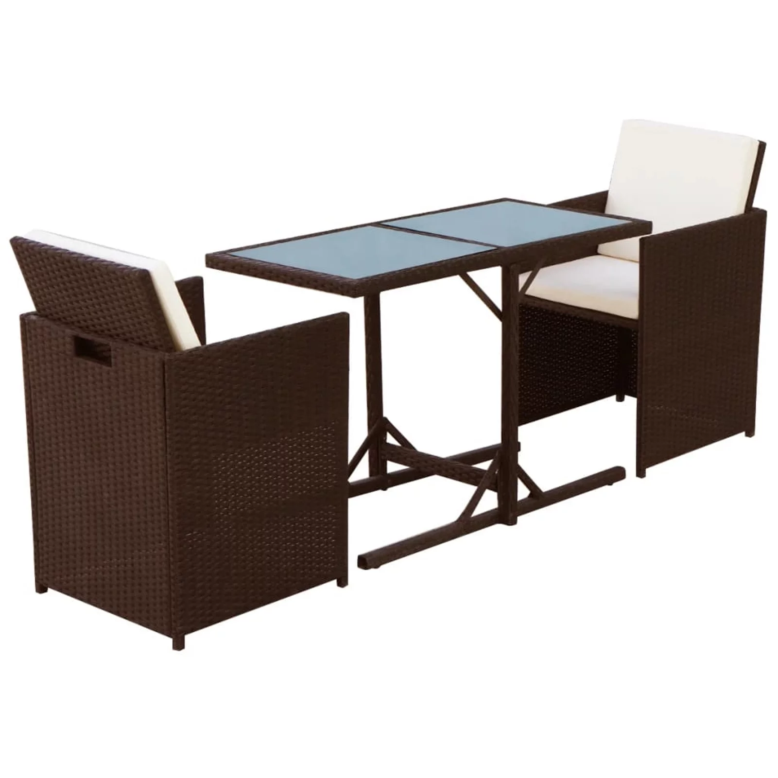 Andoer 3 Piece Bistro Set with Cushions Poly Rattan Brown