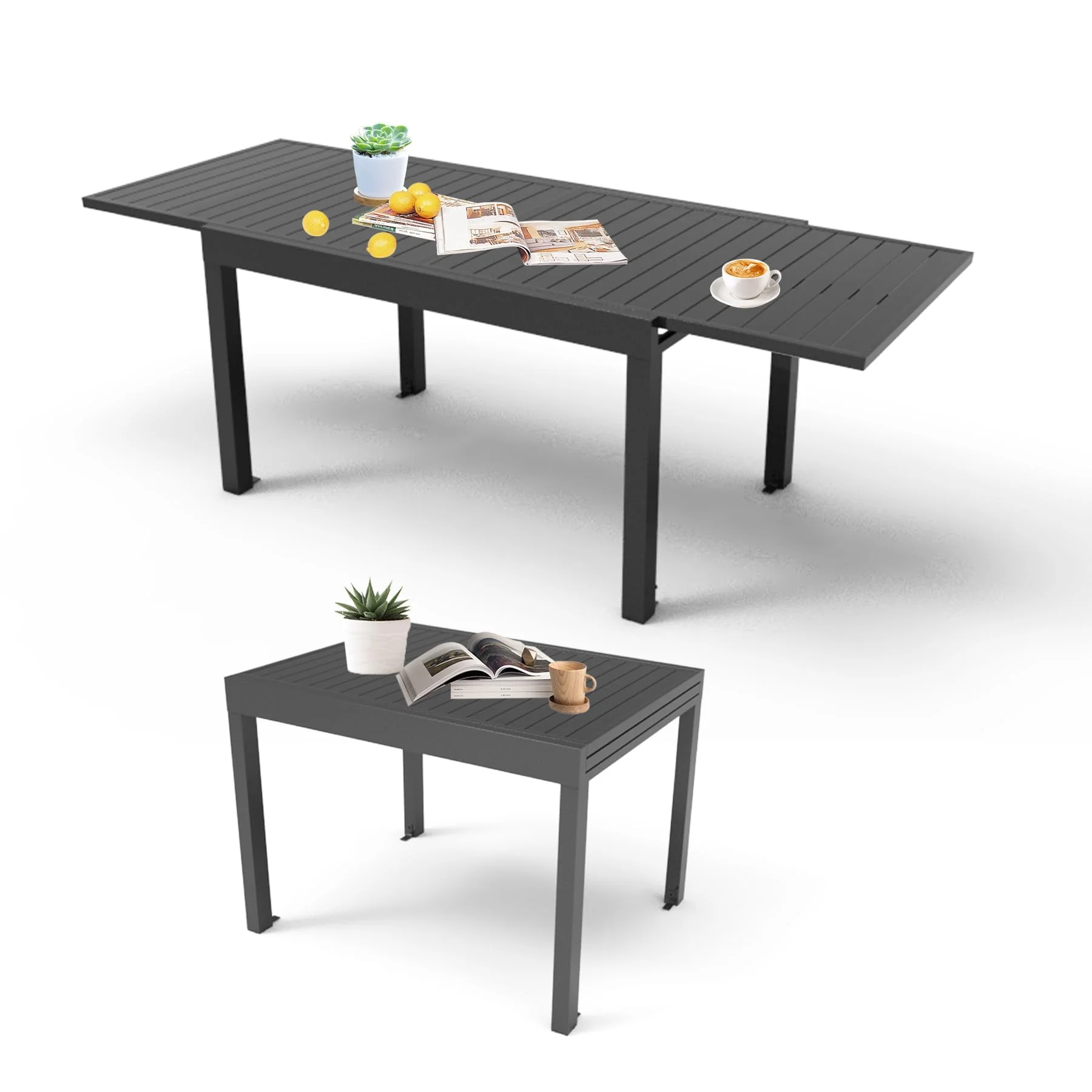 DeeHome Aluminum Patio Extendable Dining Table 35