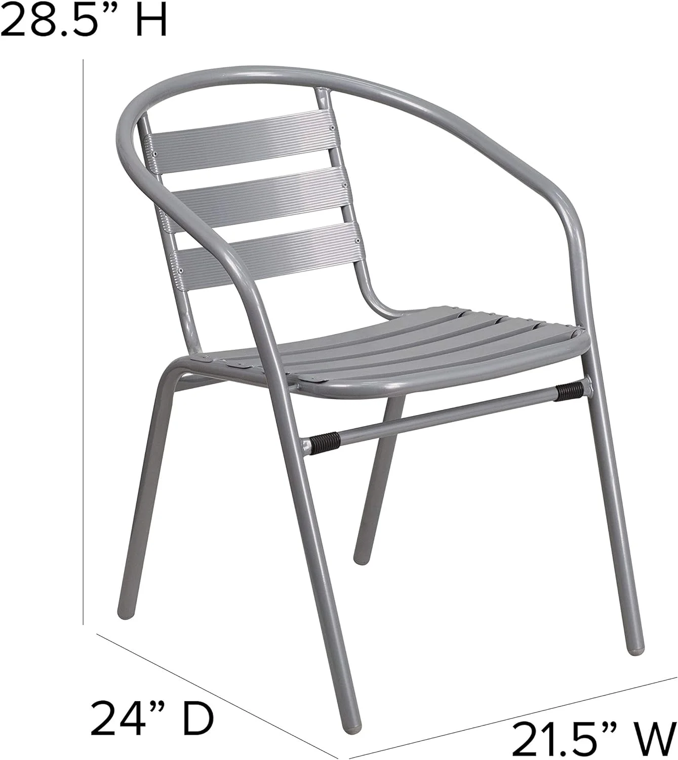 Lila 4 Pack Silver Metal Restaurant Stack Chair With Aluminum Slats