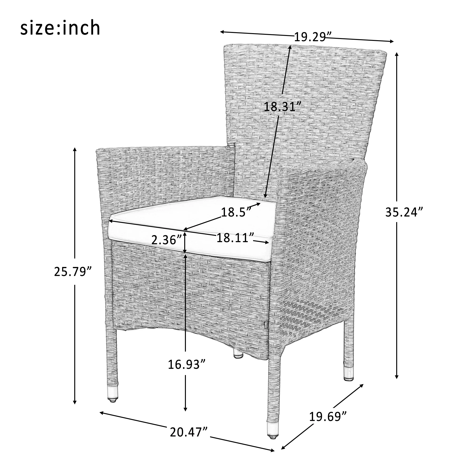 Nestfair 7-Piece Patio Dining Set Wicker Furniture Seating with Beige Cushions