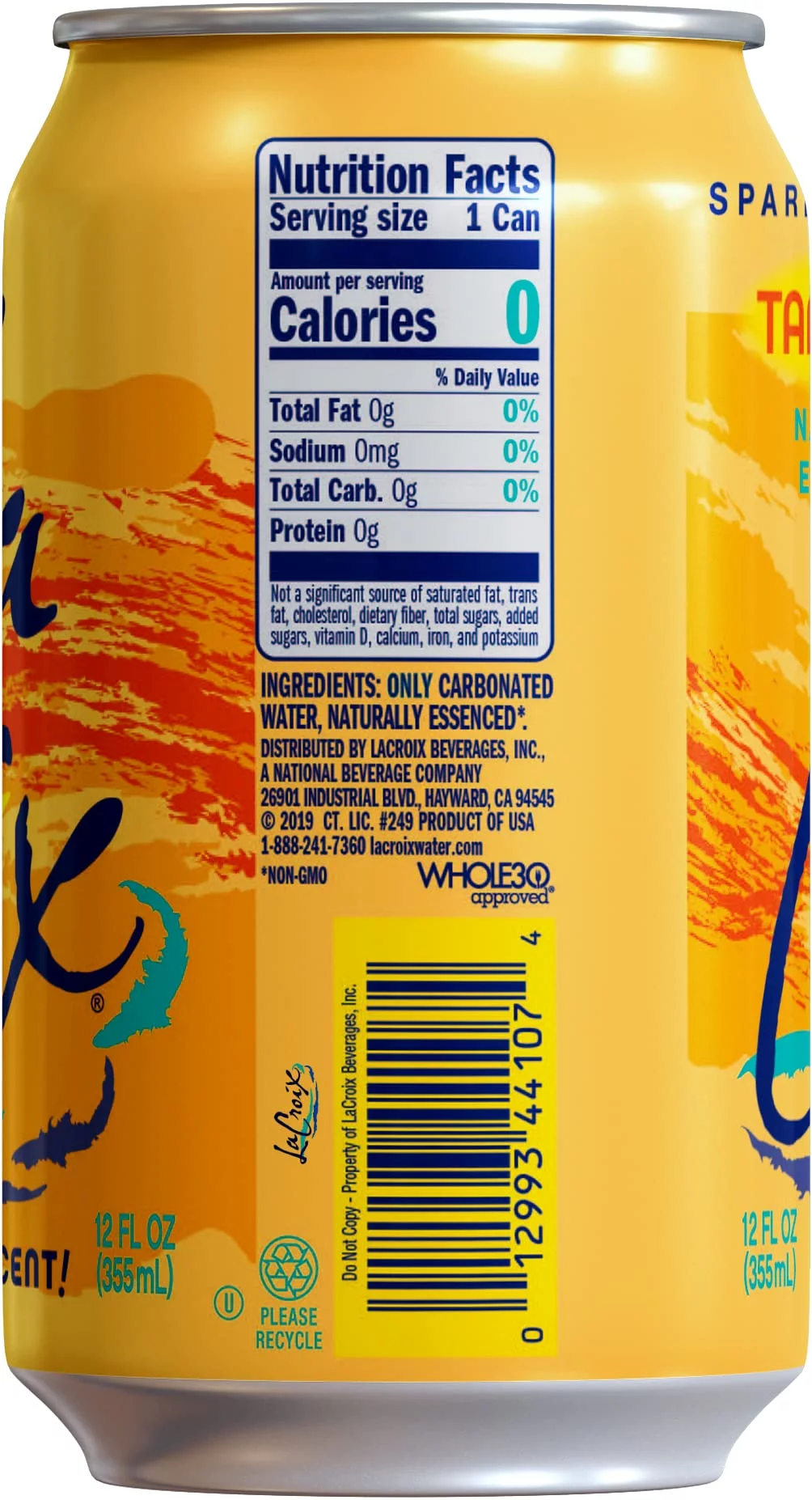 Lacroix Sparkling Water, Tangerine, 12 Fl Oz (Pack Of 12)