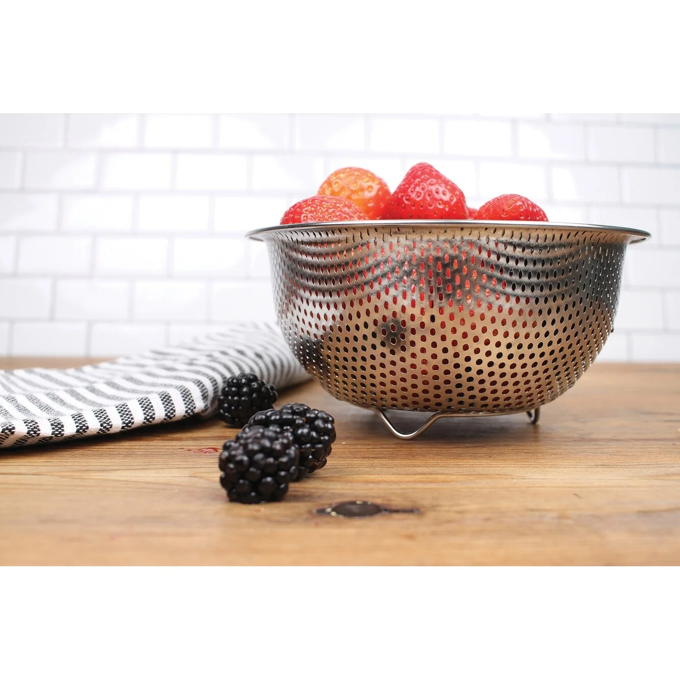RSVP Stainless Steel Precision Pierced Berry Colander in Silver