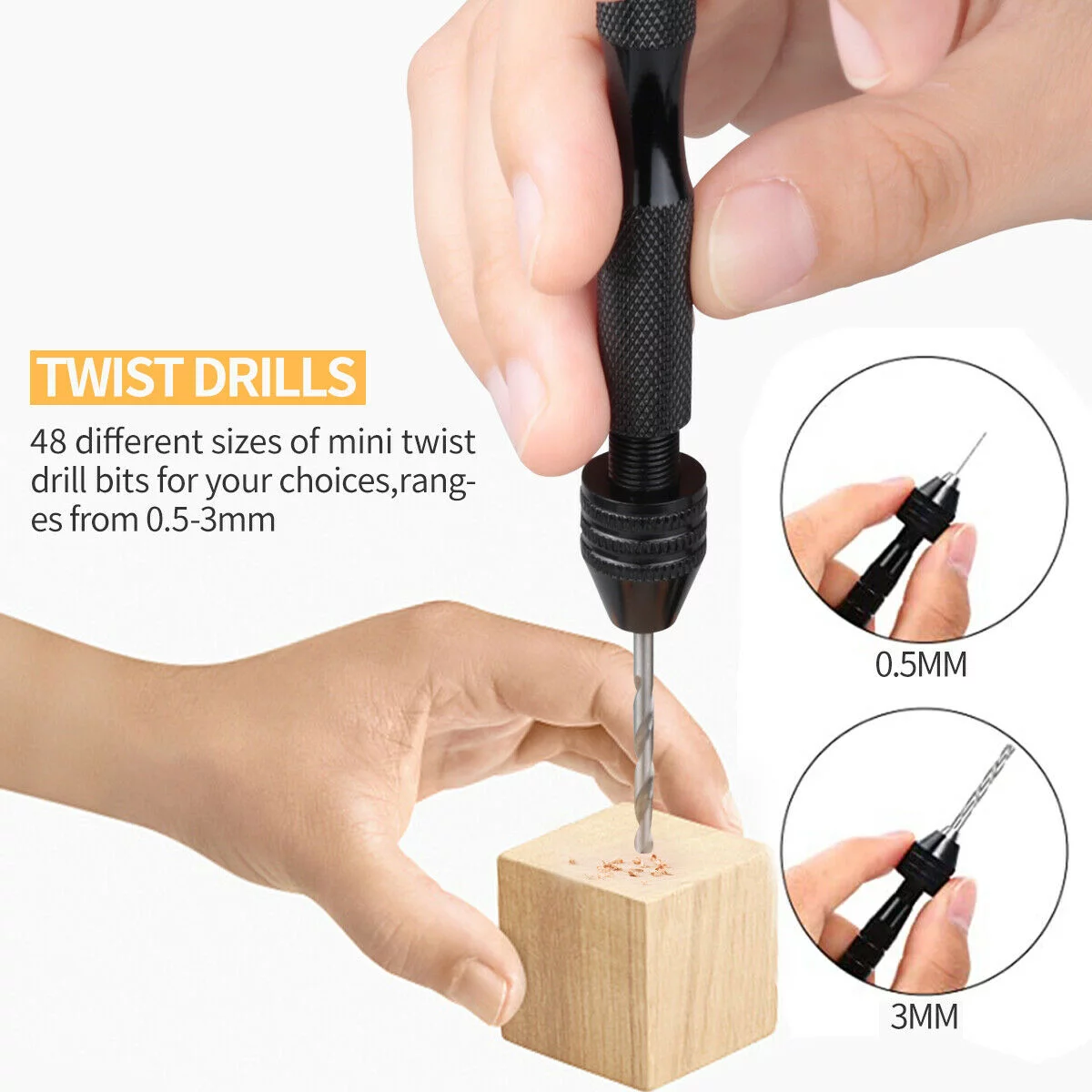 69PCS One Set Hand Drill Bits Kits Micro Pin Vises Twist Drill Bits Set with Precision Hand Pin Vise Rotary Tools