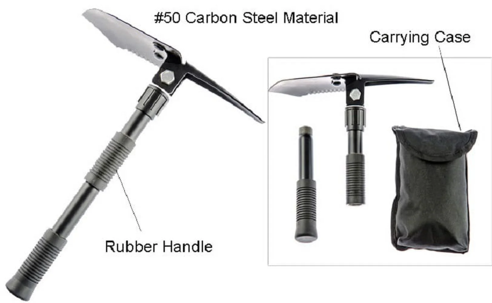 (2) 3-in-1 Mini Folding Shovel Pick Saw With Carrying Case