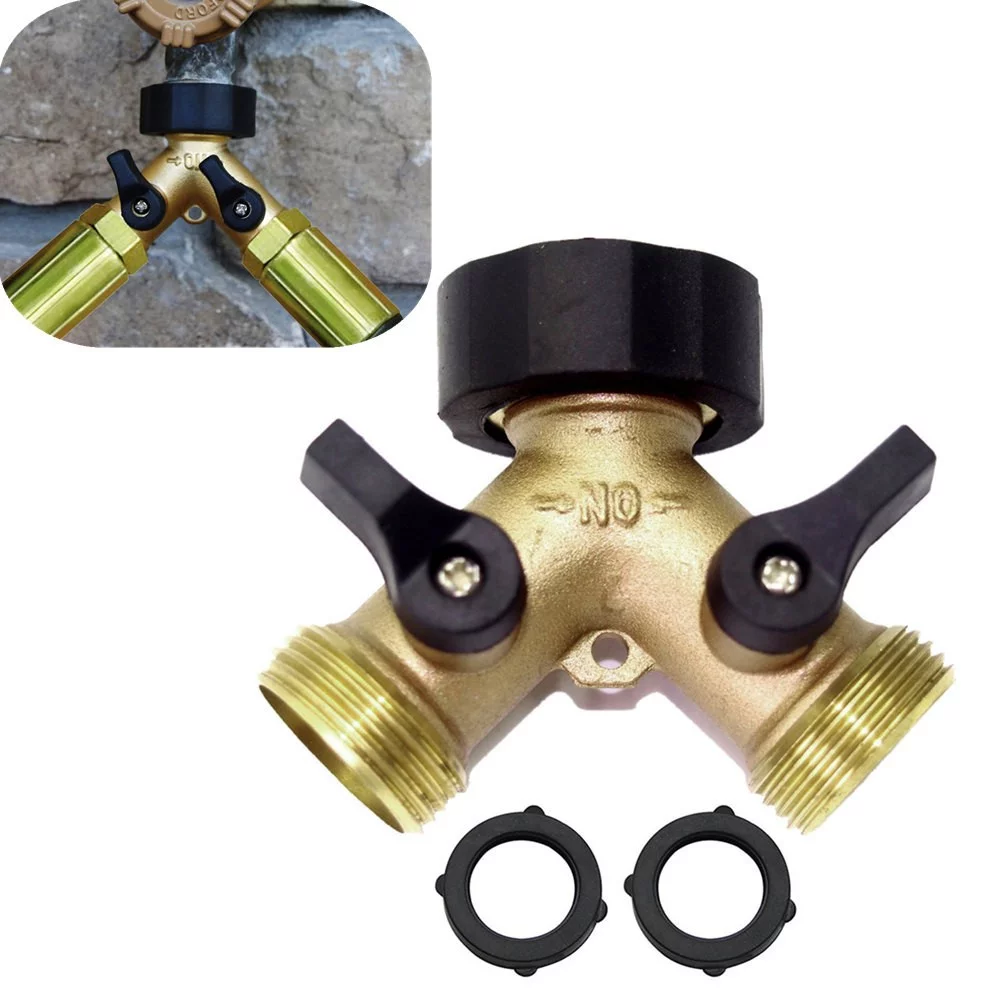 CieKen Garden Hose Splitter Heavy-Duty 2 Way Solid Brass Y  Female Connector
