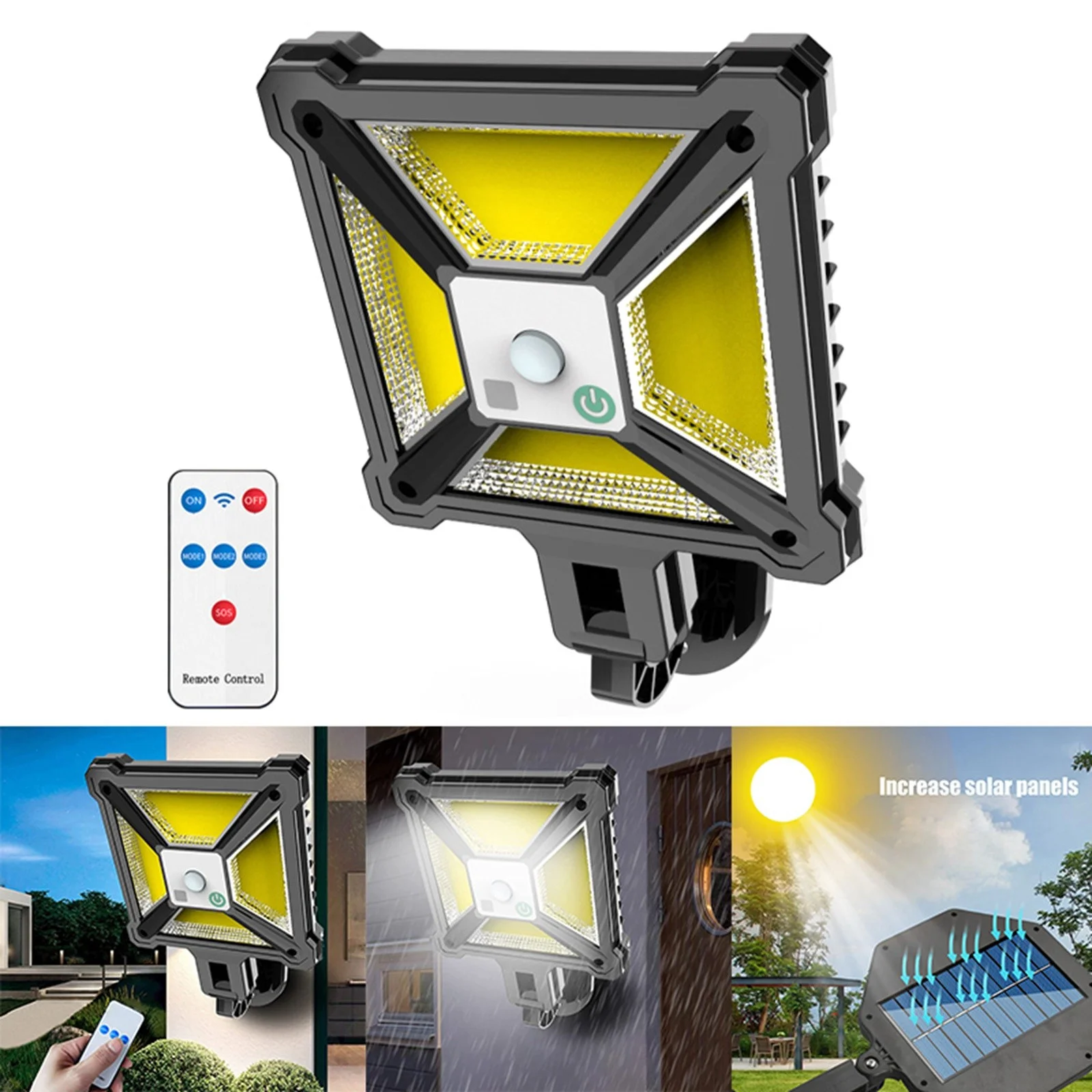 Water Sprinkler for Kids LED Remote Control Solar Street Lights Outdoor Wireless Solar Wall Light Motion Sensor With 3 Lighting Modes For Porch Retirement Gift for Woman