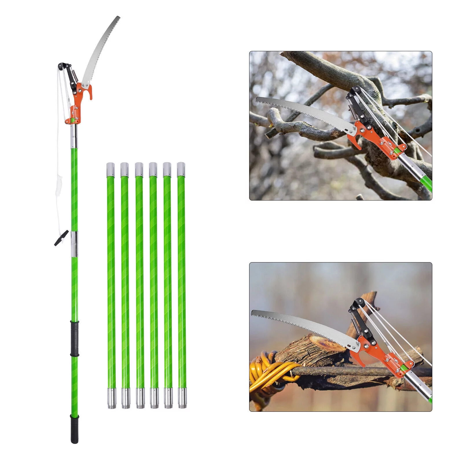 DENEST 26 Ft Pruner Shear Trimmer Tool Extendable Pole Saw Tree Limb Branch Cutter