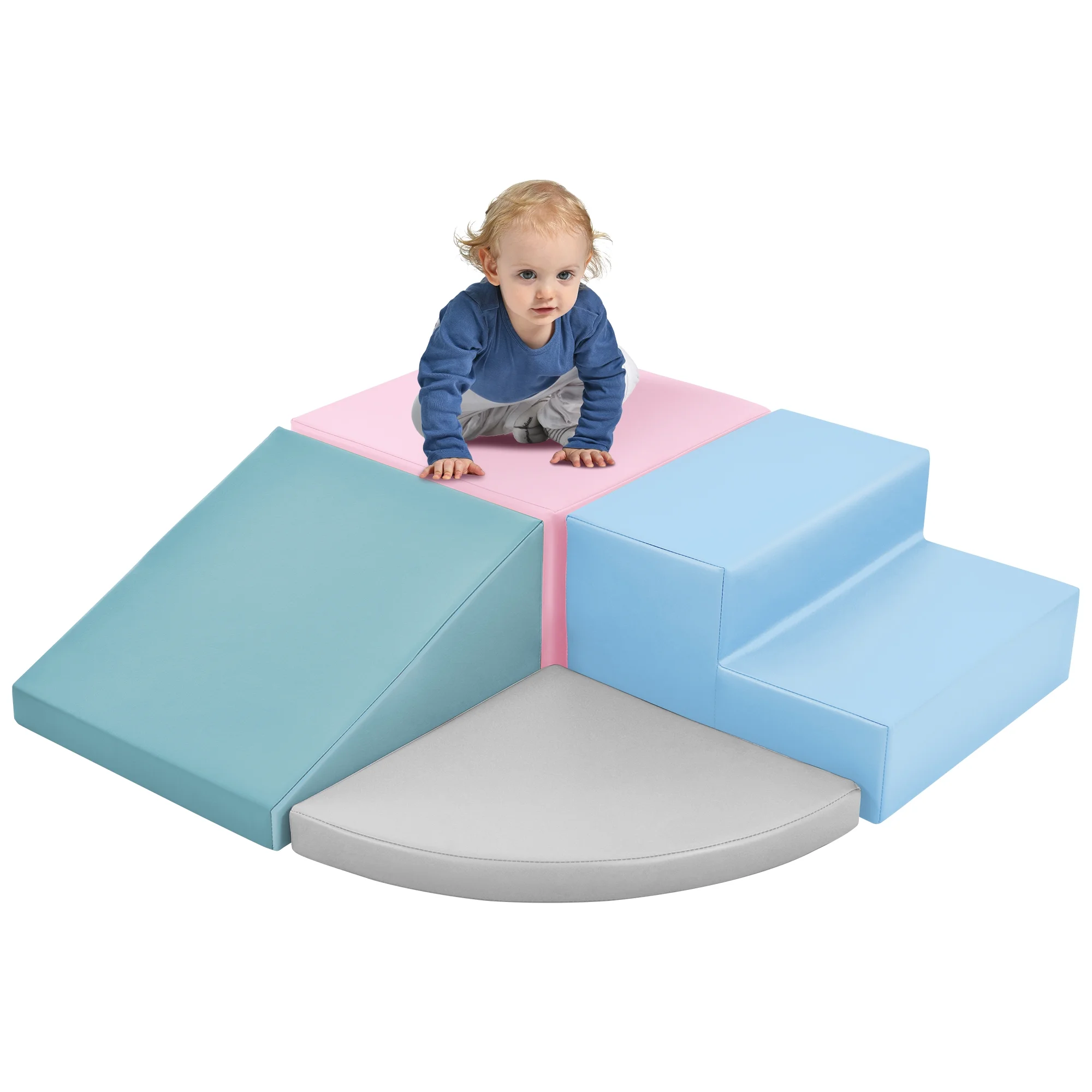 Soft Climb and Crawl Foam Playset, Safe Soft Foam Nugget Block for Infants, Preschools, Toddlers, Kids Crawling and Climbing Indoor Active Play Structure