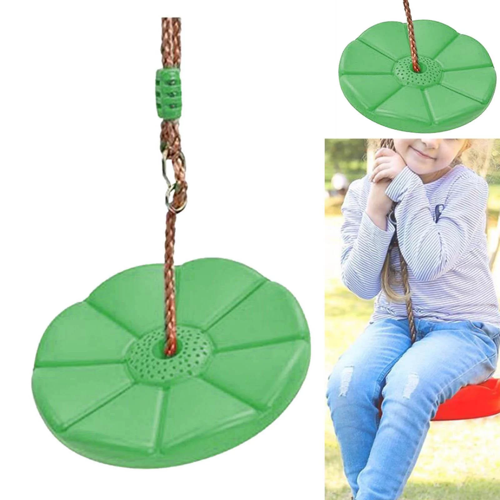 Kids Disc Swings Seat, Fun Playground Swing Climbing Rope with Disc Swing House, Indoors Outdoors Swing Set Accessories Rope Swing