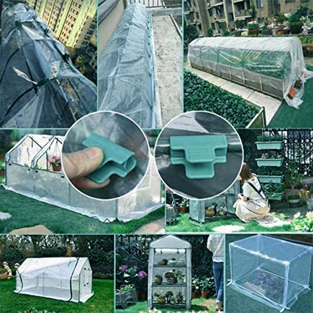 40 Pcs Pipe Clamps Plant Stakes Greenhouse Garden Netting Hoop Clips Tool