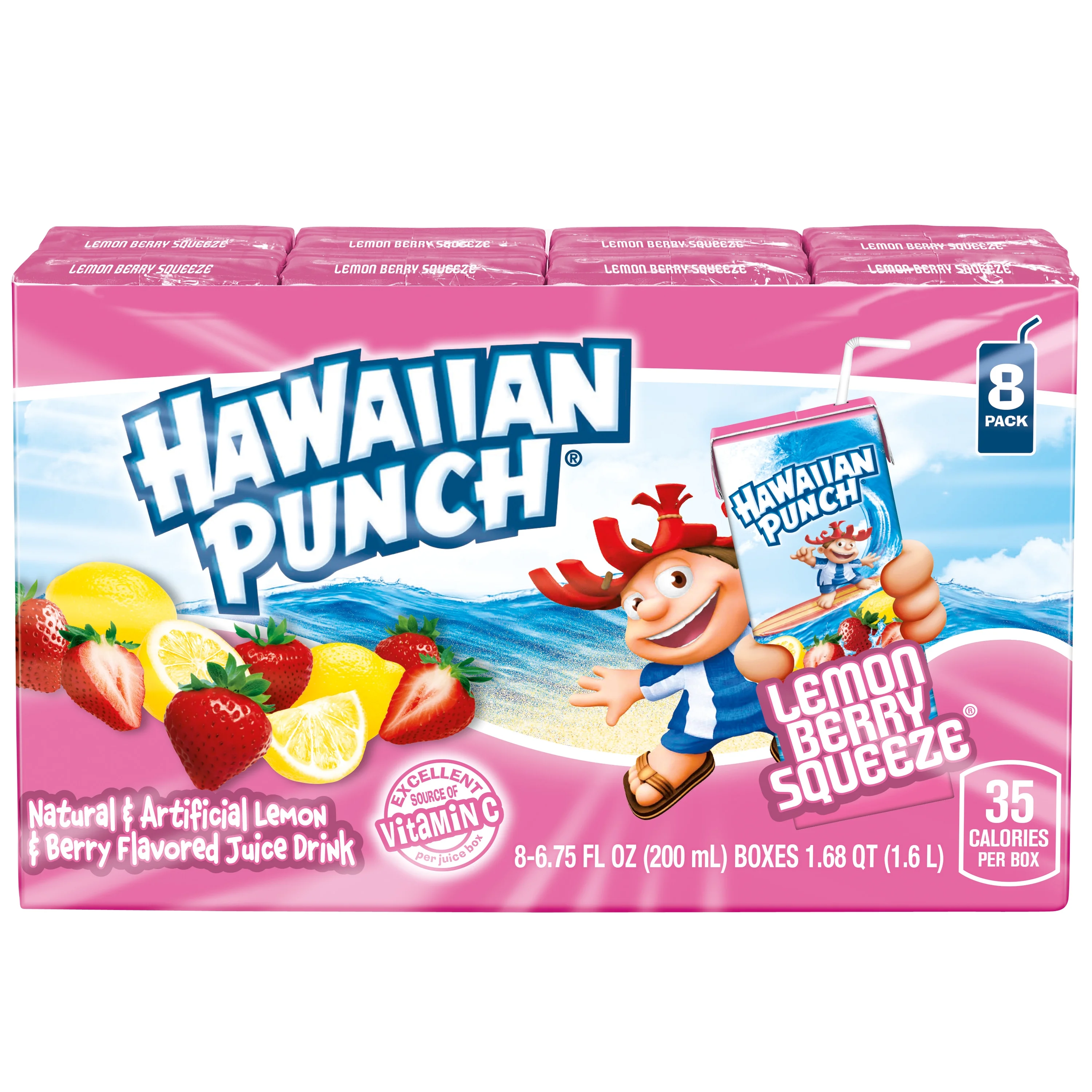 Hawaiian Punch Lemon Berry Squeeze Juice Drink, 6.75 fl oz, 8 Count Boxes