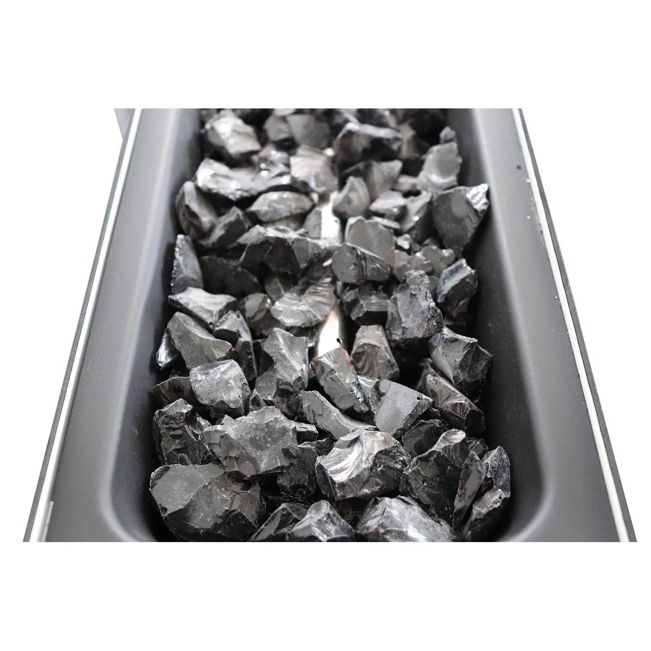 Living Source International LSI 42 White Smoked Glass Metal Rectangle Fire Pit Black