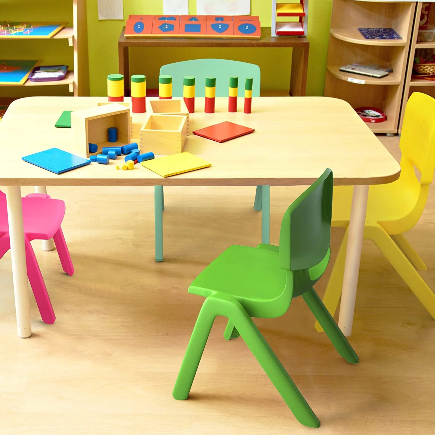 6PCS Colorful School Stackable School Chairs with 11inch Seat Height Plastic Classrooms Chairs for Kids Learning Chairs Indoor Outdoor for Home,Preschool,Daycare Center