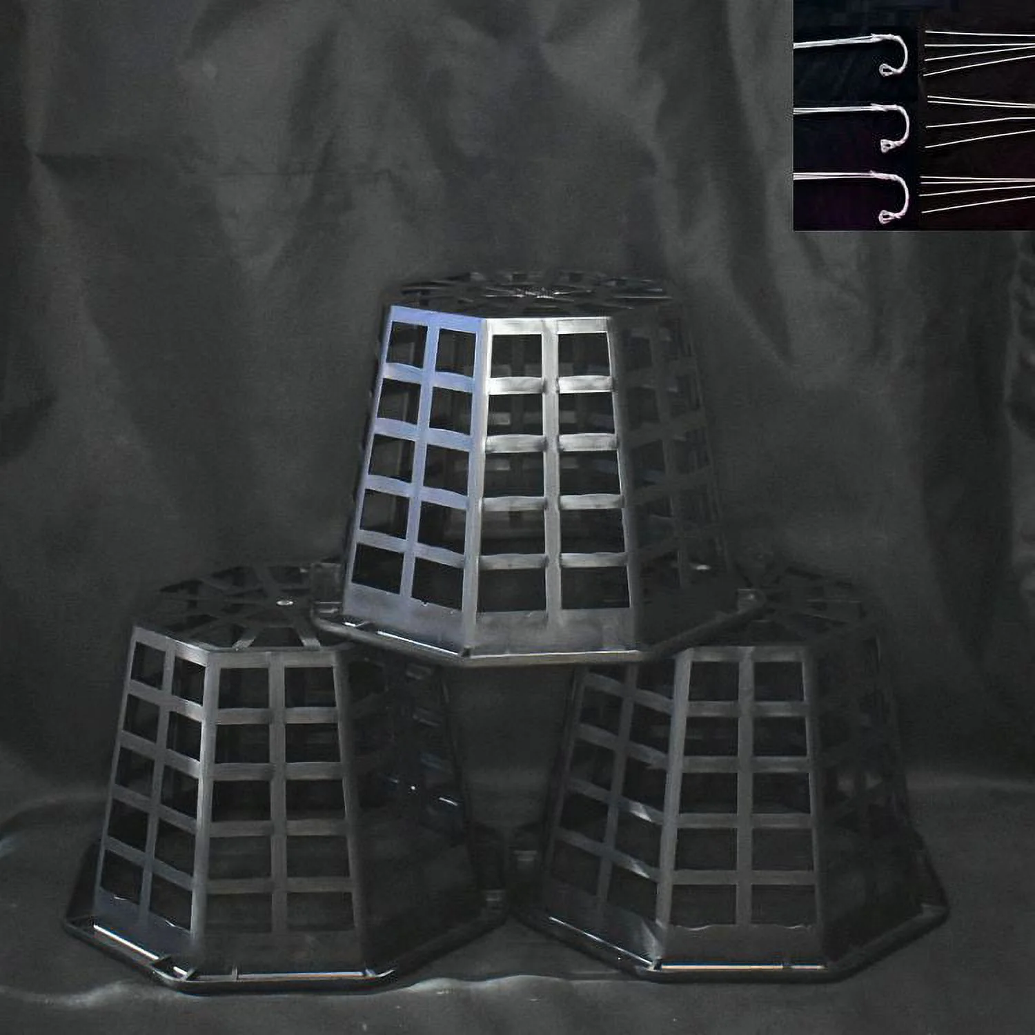 9 Pack - 8'' Black Ultimate Orchid Basket w/Hangers by Sophie's Orchids