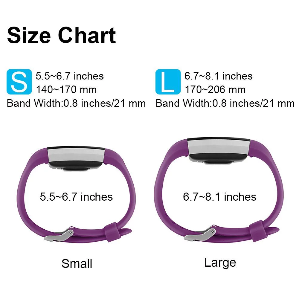 Fitbit Charge 2 Bands Band Replacement Small Large Silicone Special Plum, Large