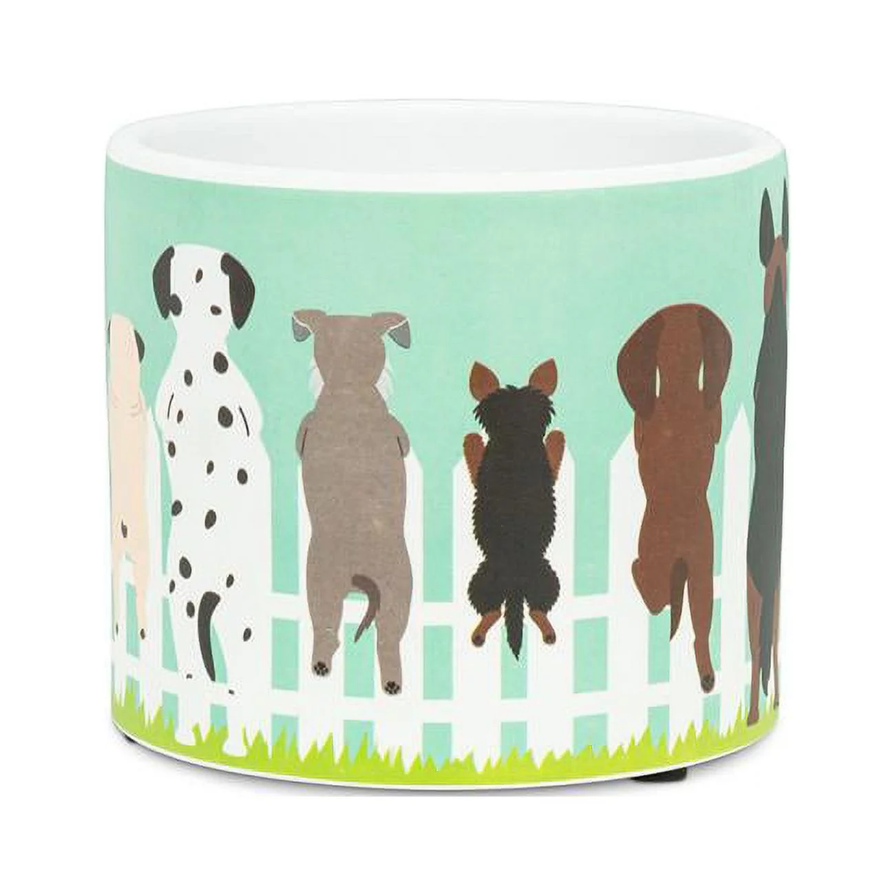 Abbott Collection AB-27-PL-DM-03-SM 4.5 in. Dogs on Fence Planter, Turquoise - Small