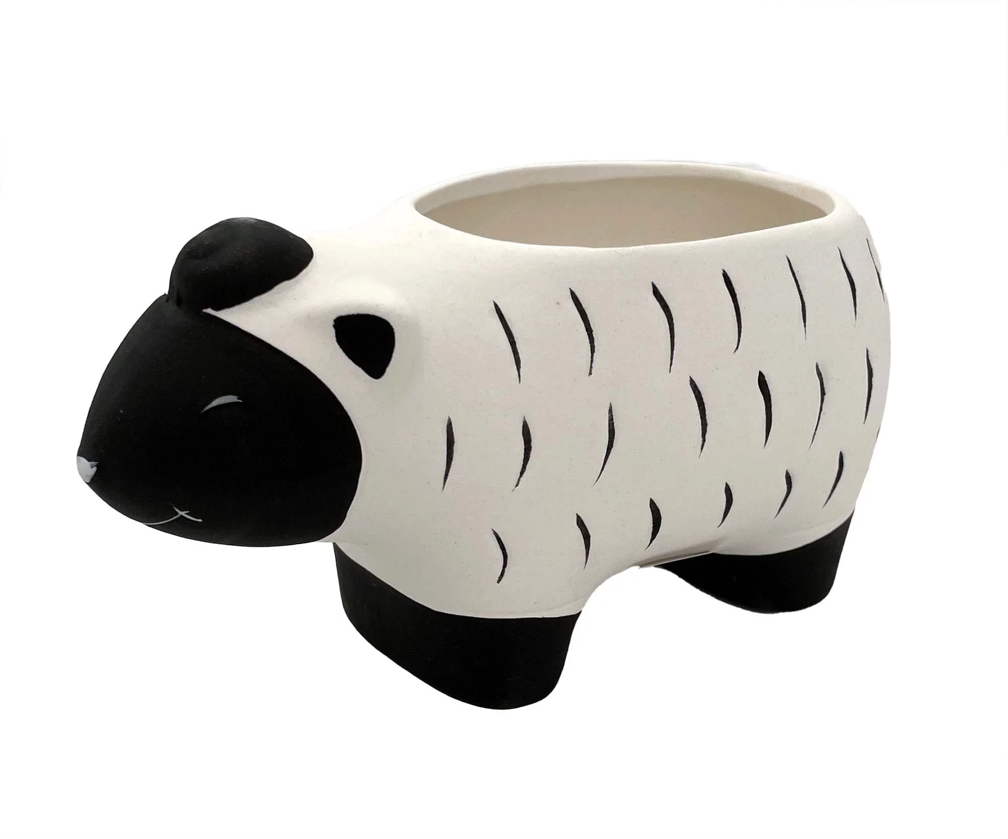 Sheep Black and White Ceramic Animal Pot - 3
