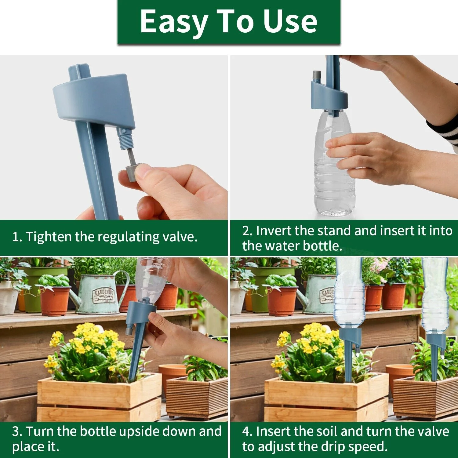 3 PCS Automatic Self Watering Spikes Garden Plants Water Drip Irrigation System