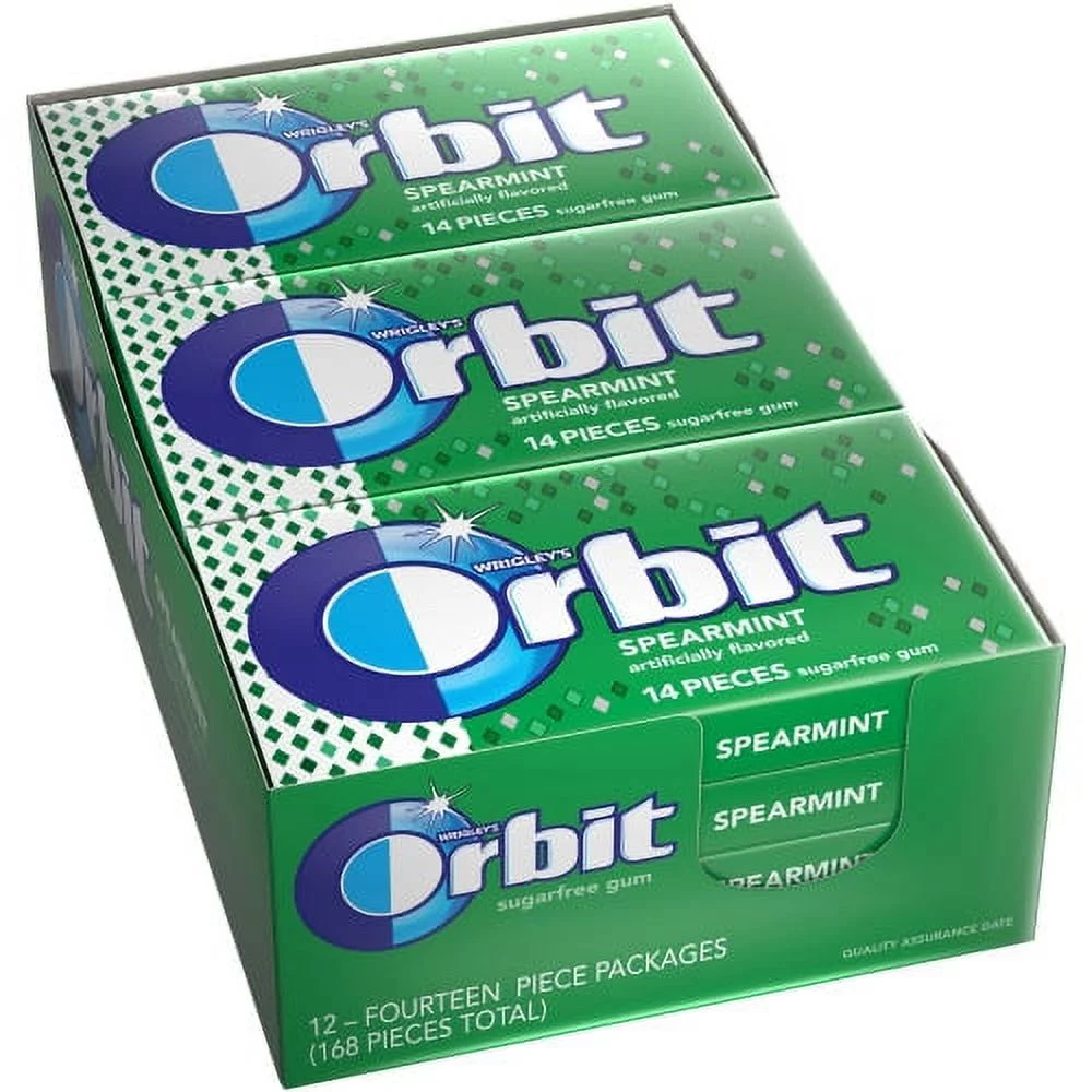 Orbit Spearmint Sugar-free Gum - 12 packs Spearmint - Individually Wrapped - 12 / Box