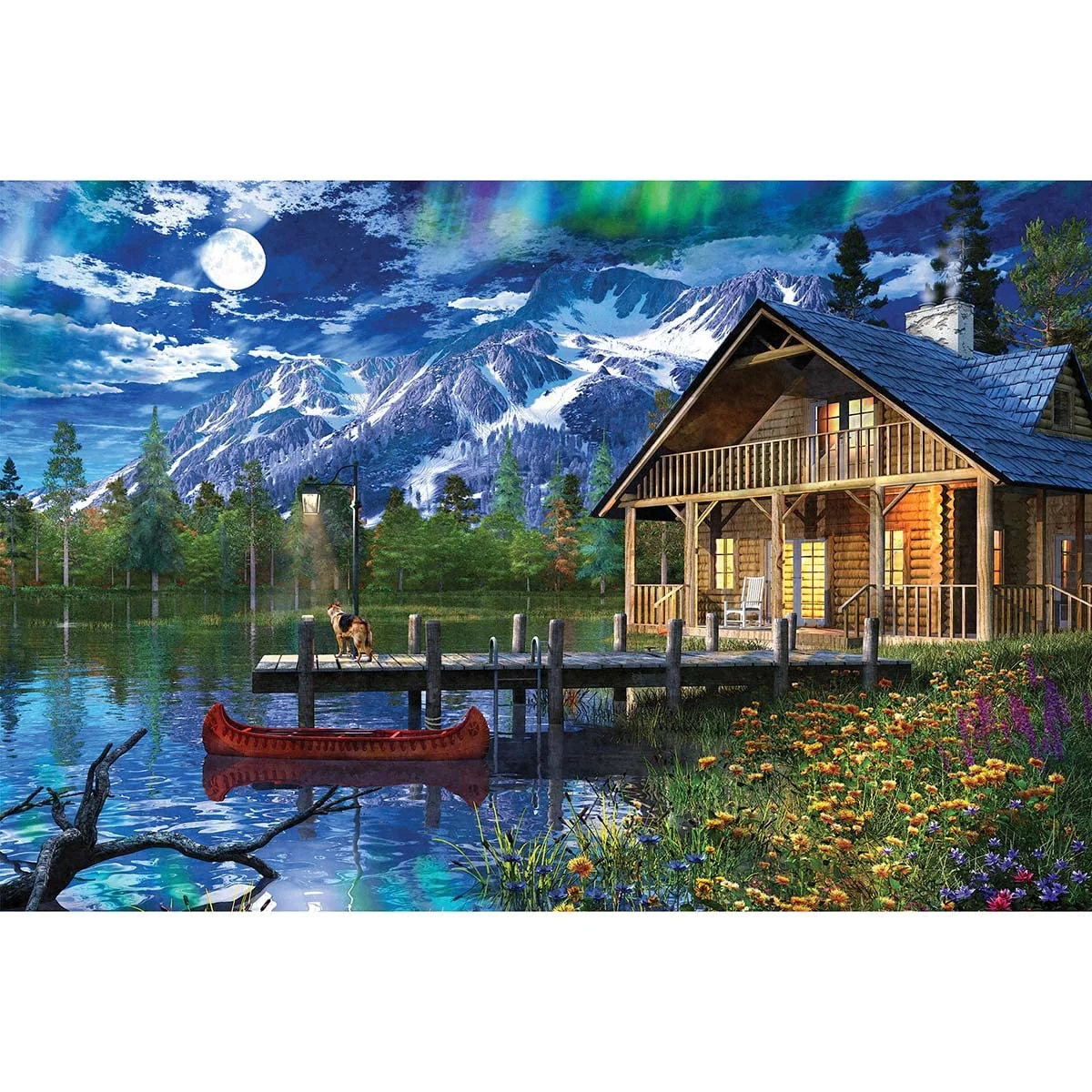 Springbok Majestic 1000 Piece Wooden Jigsaw Puzzle Moon Cabin Retreat