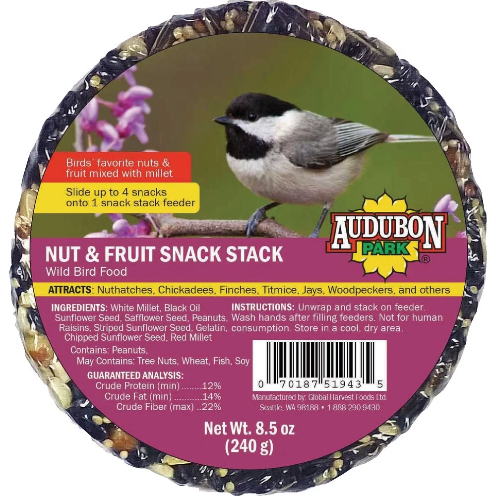 2PACK Audubon Park Snack Stack 8.5 Oz. Nut & Fruit Bird Seed Cake