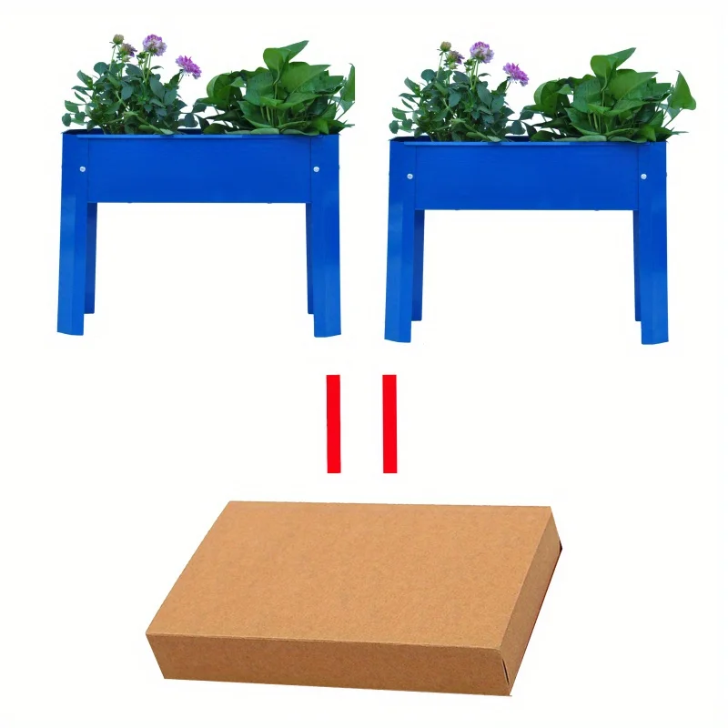 Elevated Garden Bed Metal Elevated Outdoor Flowerpot Box Suitable for Backyard and Terrace Large Flowerpot Suitable for Vegetable and Flower(Blue*2