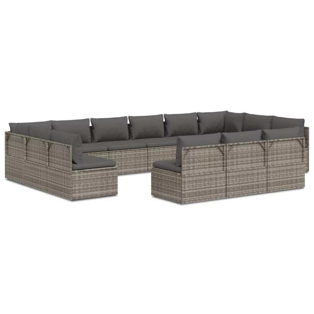 Aibecy 13 Piece Patio Set with Cushions Gray Poly Rattan