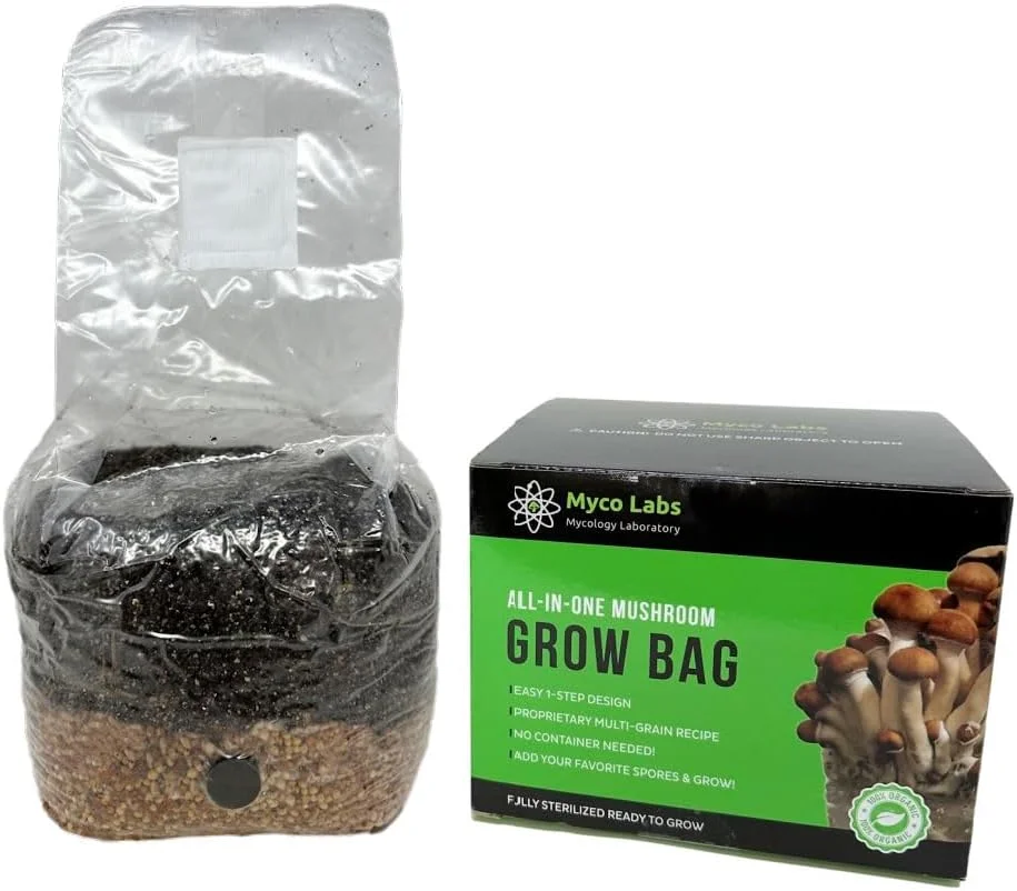 All in One Mushroom Grow Kit in a Bag with Sterilized Grains and Substrate (4 LBS)