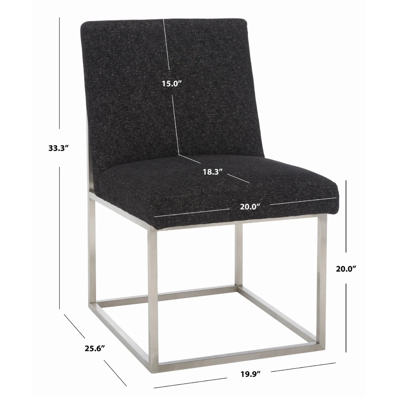 SAFAVIEH Couture Jenette Modern Boucle Solid Dining Chair, Black/Silver