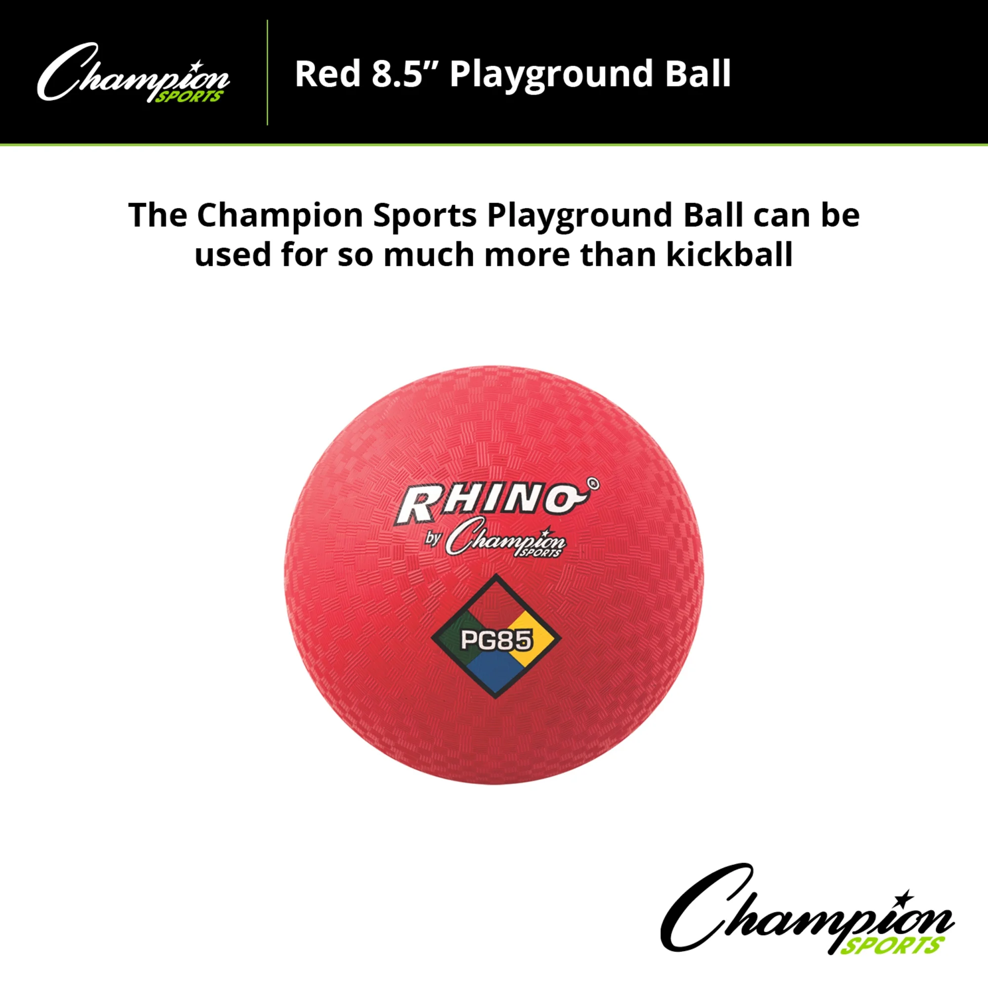 Champion 2-Ply Nylon-Wound Playground Ball, 8-1/2 in, Red