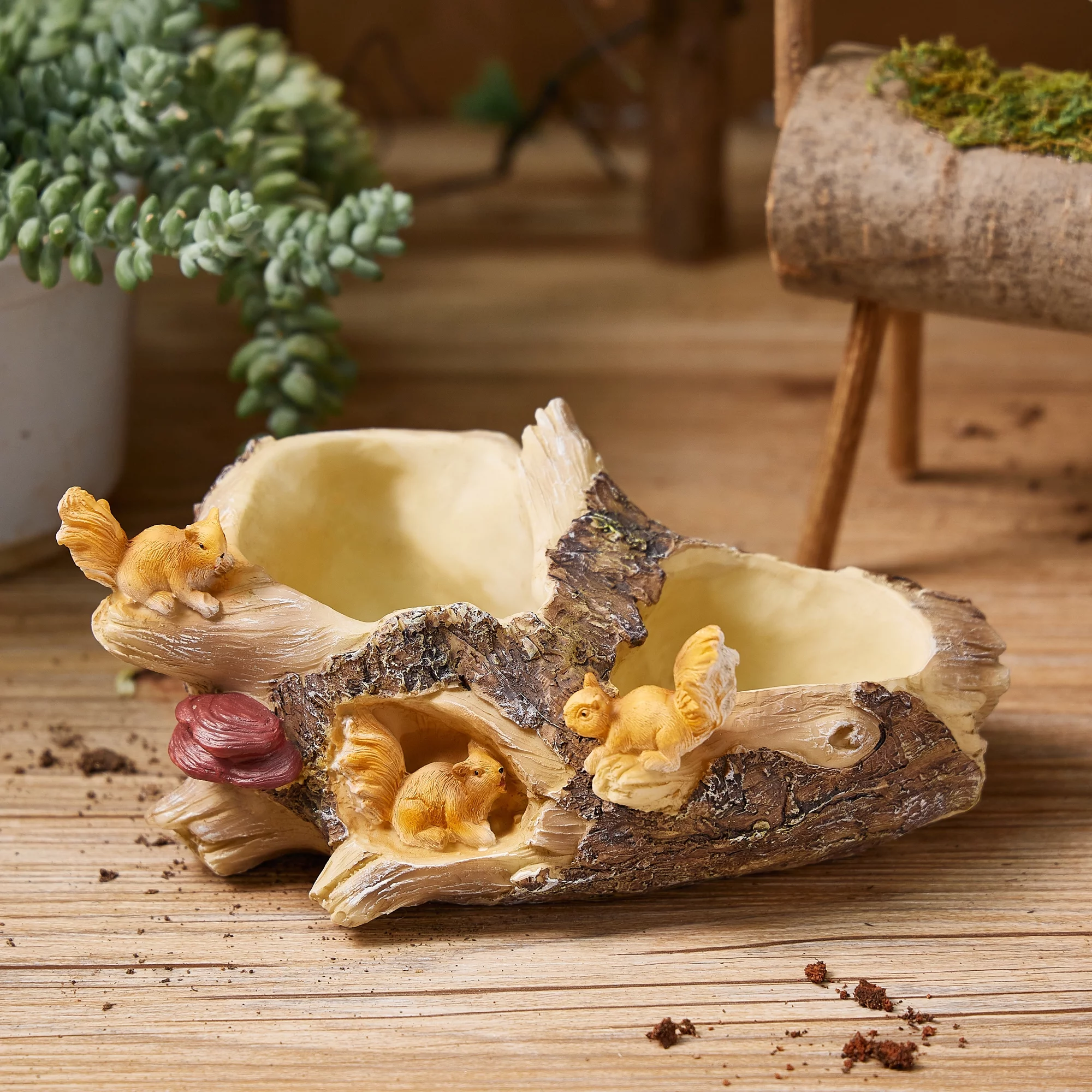 Cute Plant Pots Animal Decor Resin Stone Dead Wood Decorative Flower Pots Funny Succulent Planter Ornament for Home Garden Office