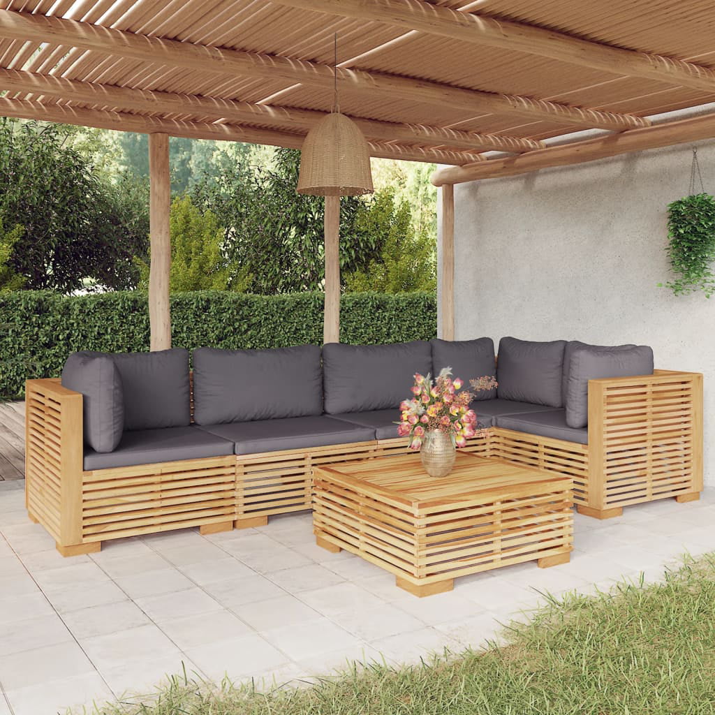 Irfora 6 Piece Patio Set with Cushions Solid Wood Teak
