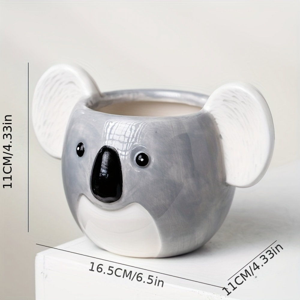 NSXXKJ Modern Koala Ceramic Planter - Indoor Succulent Pot with Drainage Hole, Perfect for Home & Garden Decor