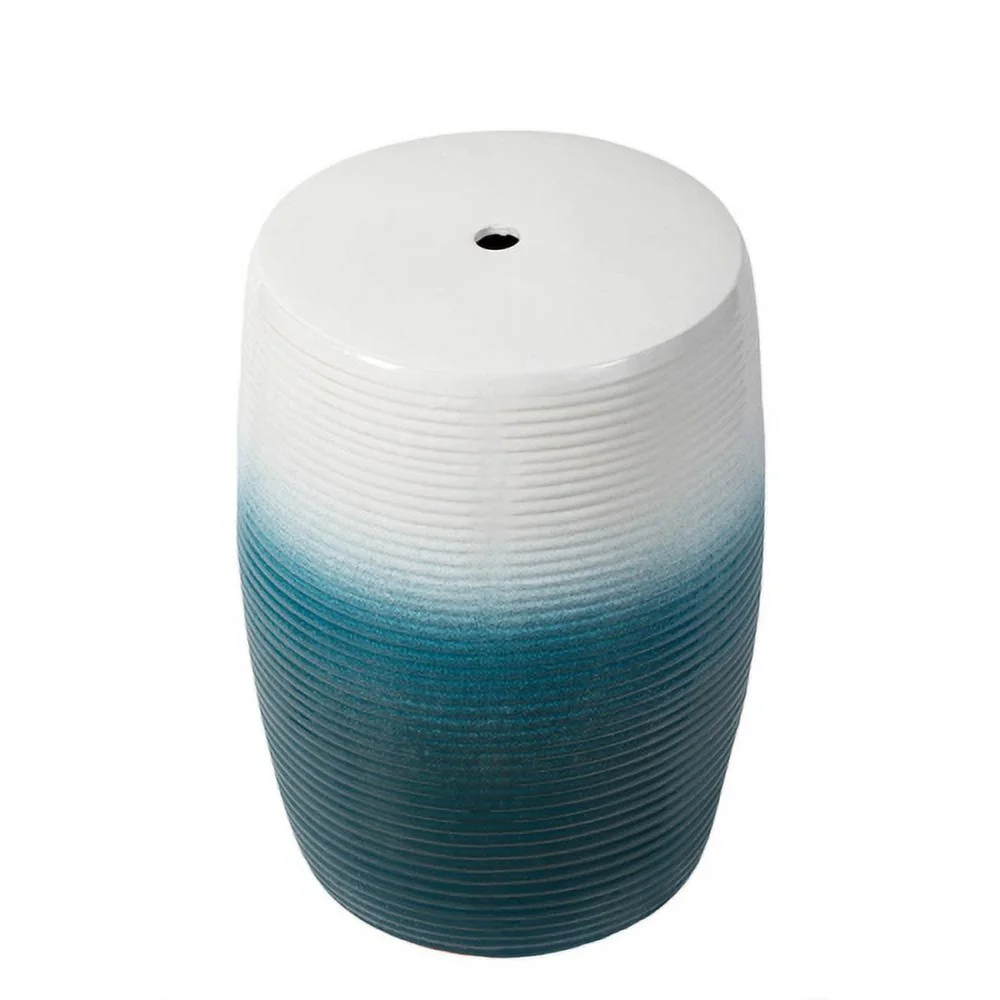 ZJbiubiuHome Ceramic Garden Stool  Blue and White Small Side Tabel  D11” x 16”