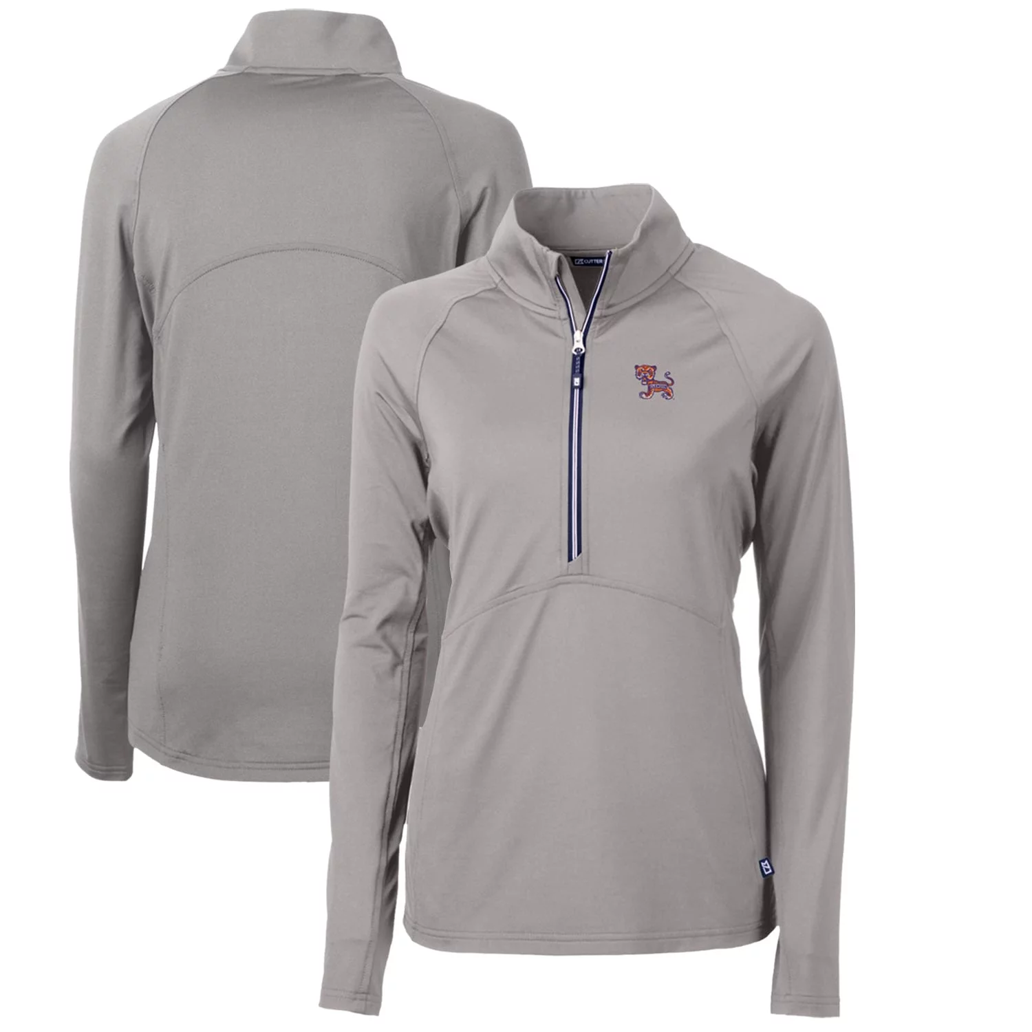 Women's Cutter & Buck Gray Clemson Tigers Adapt Eco Knit Stretch Recycled Half-Zip Pullover Top