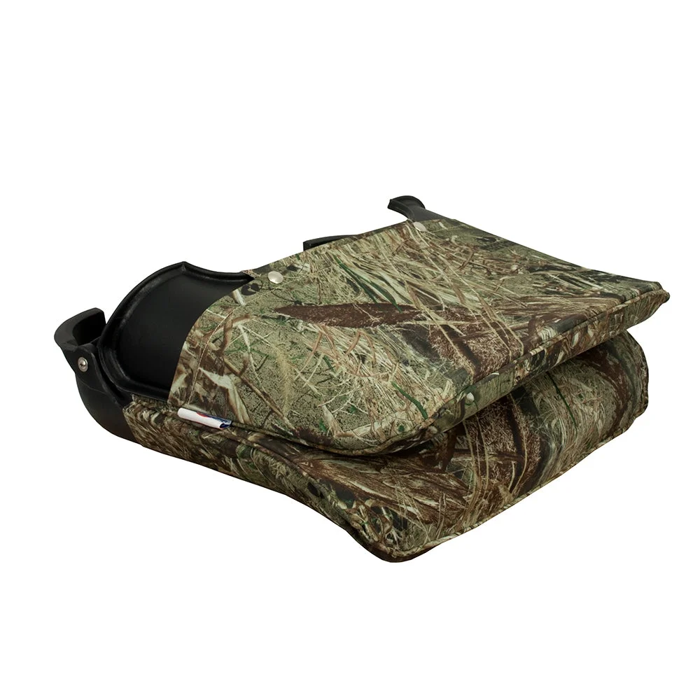 Springfield Skipper Seat, Black Shell with Mossy Oak Duck Blind Cushions