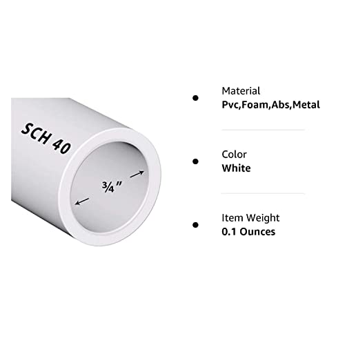 PVC Pipe Sch40 3/4 Inch (0.75) White Custom Length 1FT Feet