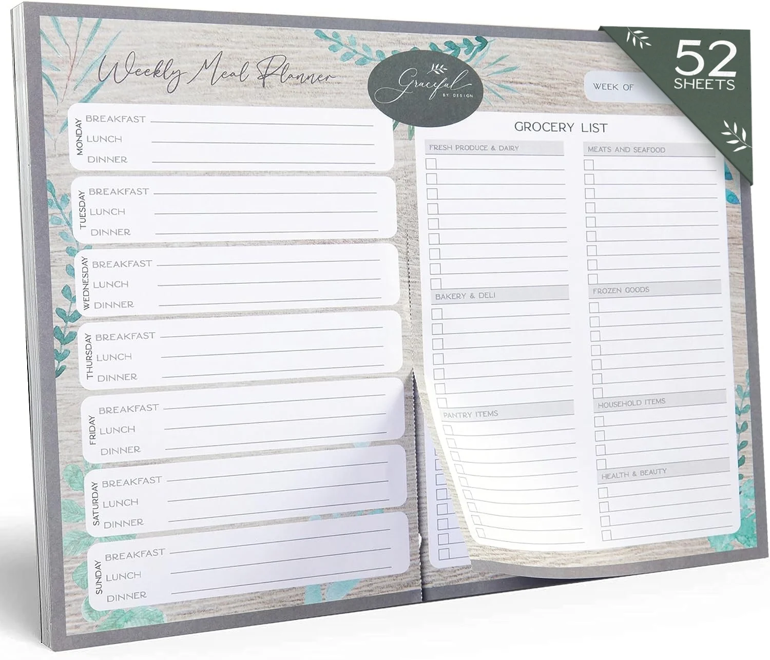 Weekly Meal Planner and Grocery List Notepad - Strong Magnets and Tear-Off Shopping List Organized by Aisle - Magnetic Meal Planning Notepad 8.5 x 11 inch