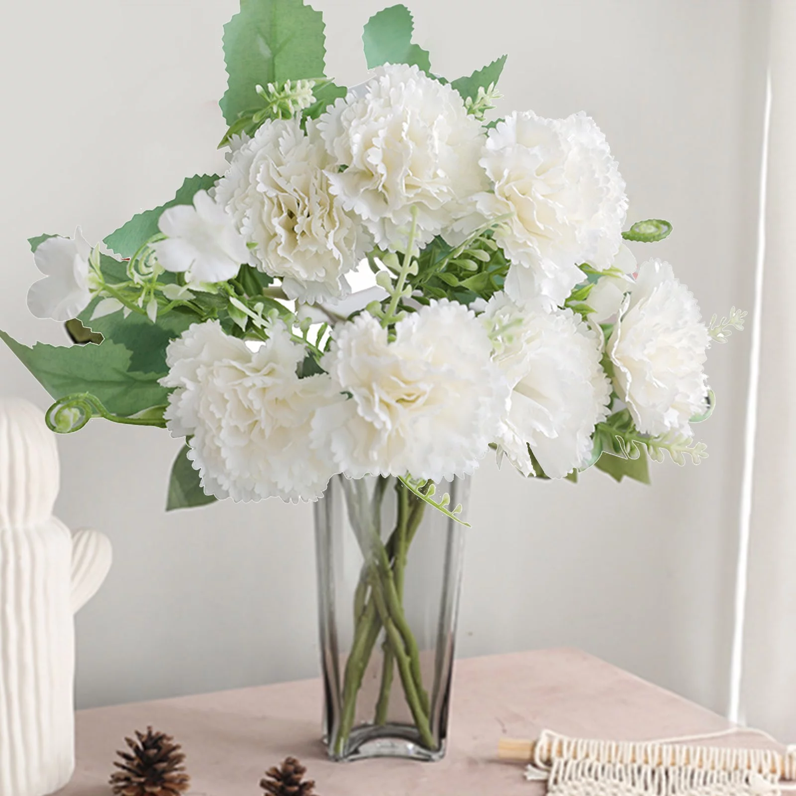 Scceatti Faux flowers Silk Flowers Faux Carnation for Outdoors Living Room Entrance Decoration Simulation Artificial Flower Bouquet Mother's Day Gift Spring Carnation Simulation Flowers Home Decor