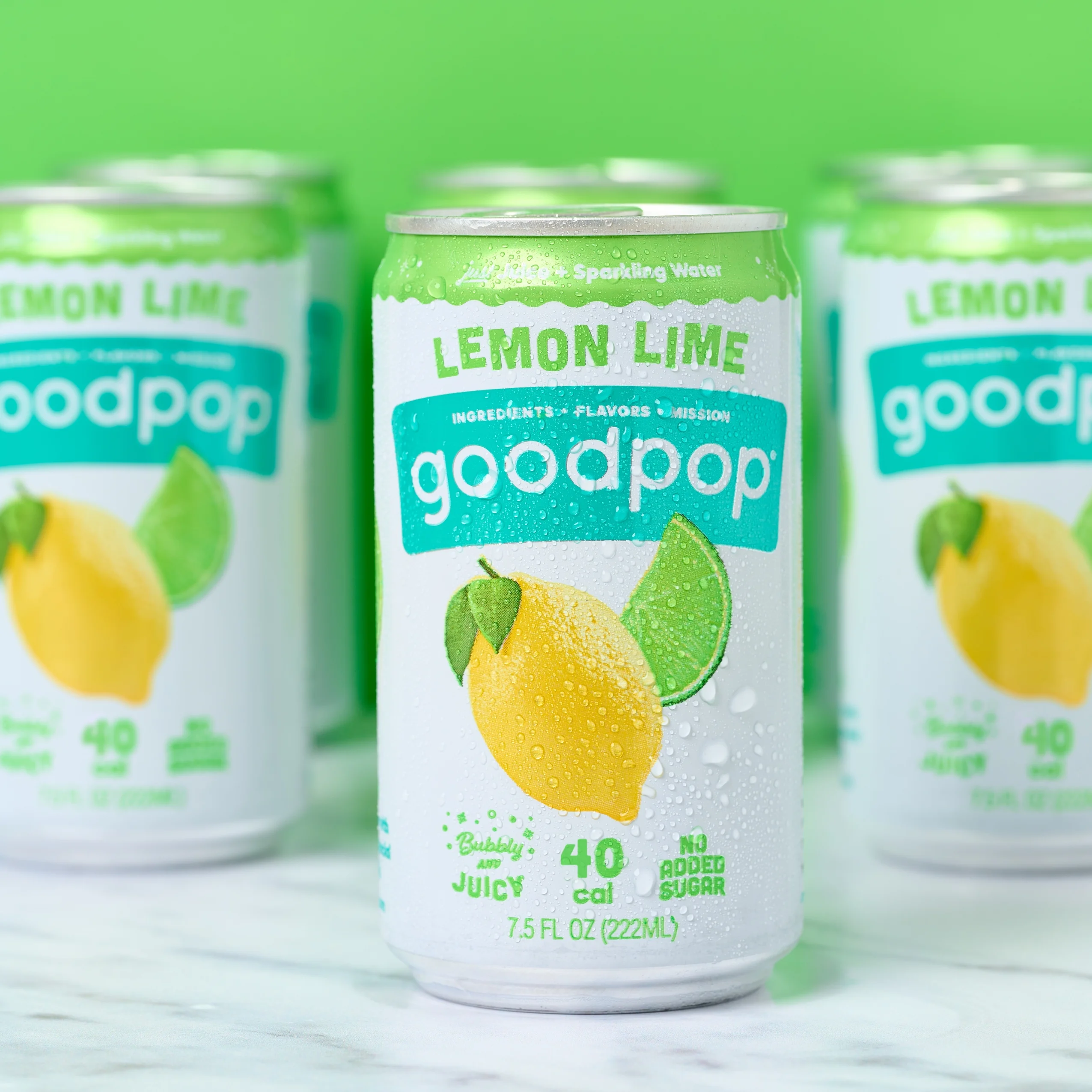 GoodPop Just Juice + Bubbly Water Mini Cans Lemon Lime 7.5 fl oz 6 pk