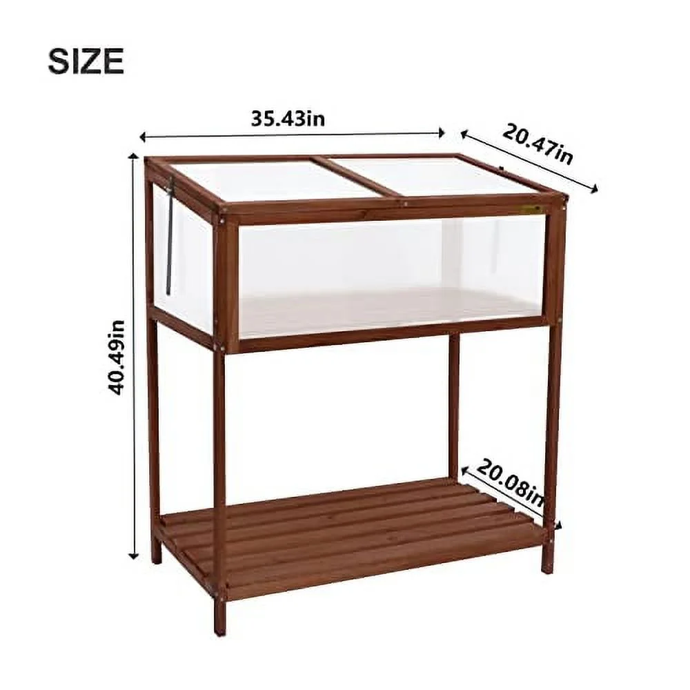 Wooden Greenhouse with Shelf Poratble Cold Frame for Home Decor Patio Balcony Garden Backyard Farmhouse Flower