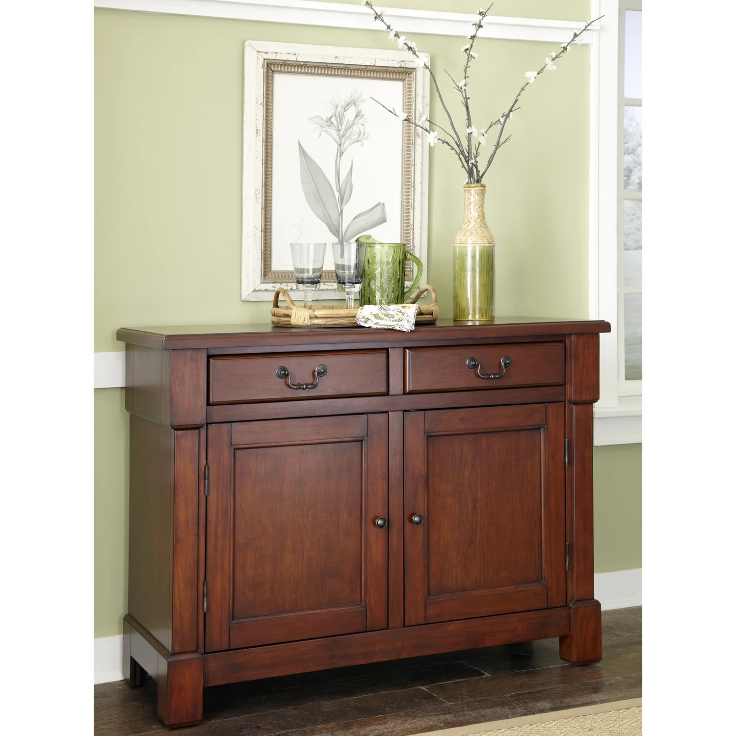 Homestyles Aspen Wood Buffet Table/Sideboard in Mahogany Brown