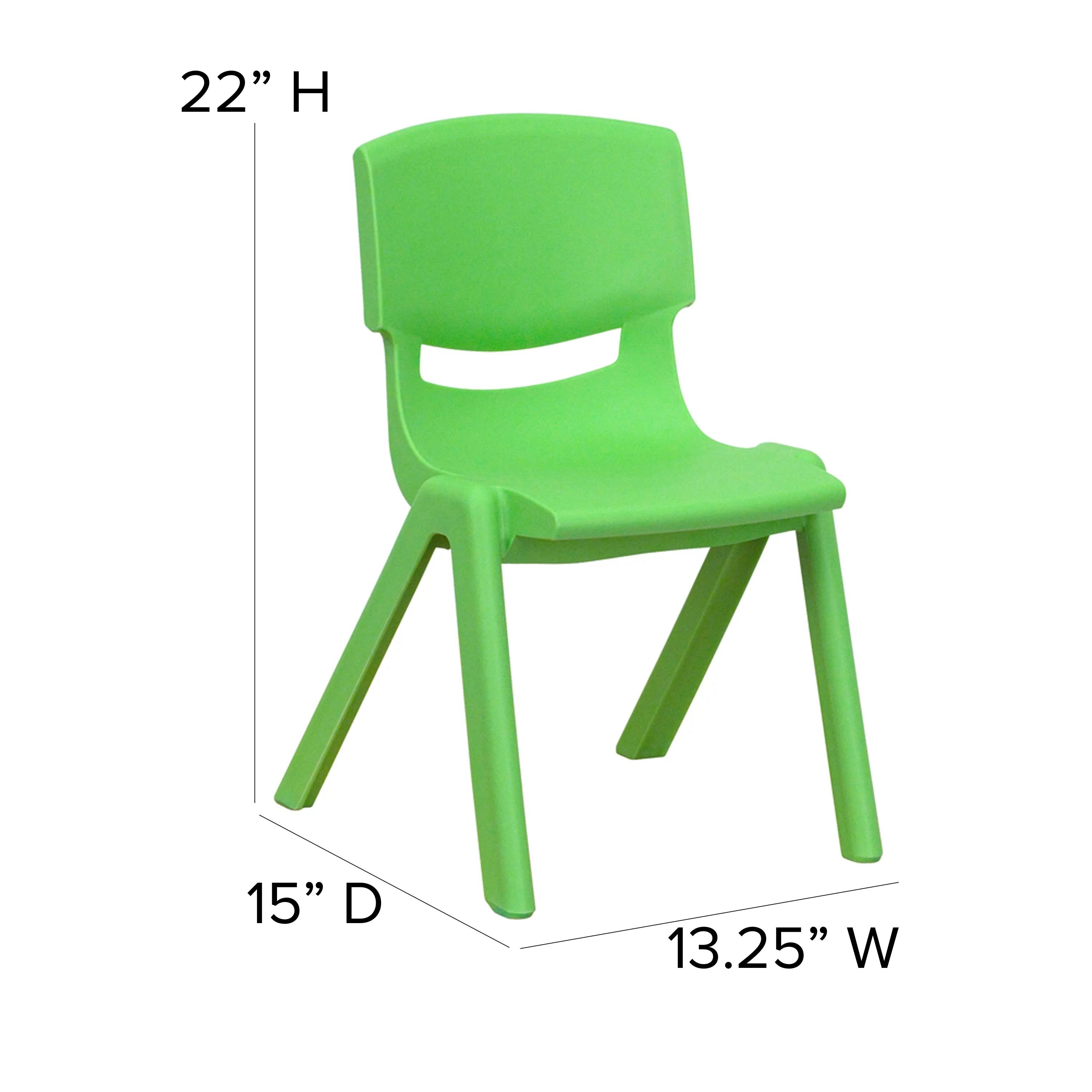 Emma + Oliver 4 Pack Green Plastic Stack School Chair with 12