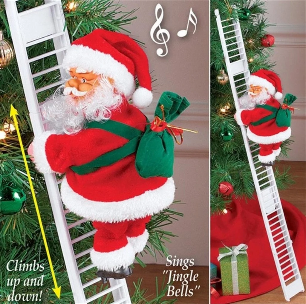 YHAIOGS Christmas Decoration Santa Claus Electric Climbing Hanging Xmas Ornament TOys